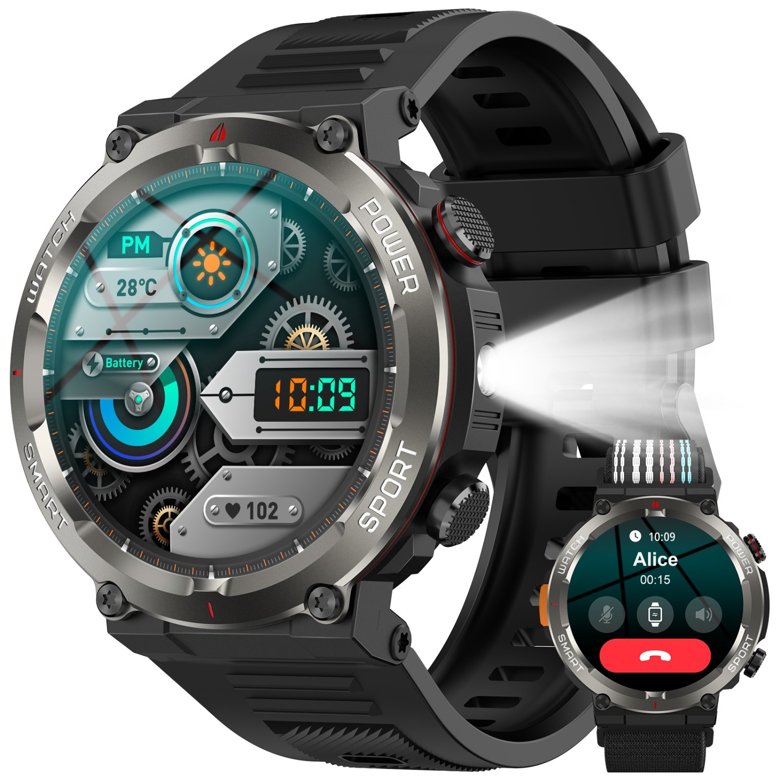 Military Tactical Smart Watch Men Sport Heart Rate Fitness Tracker Wristwatch US