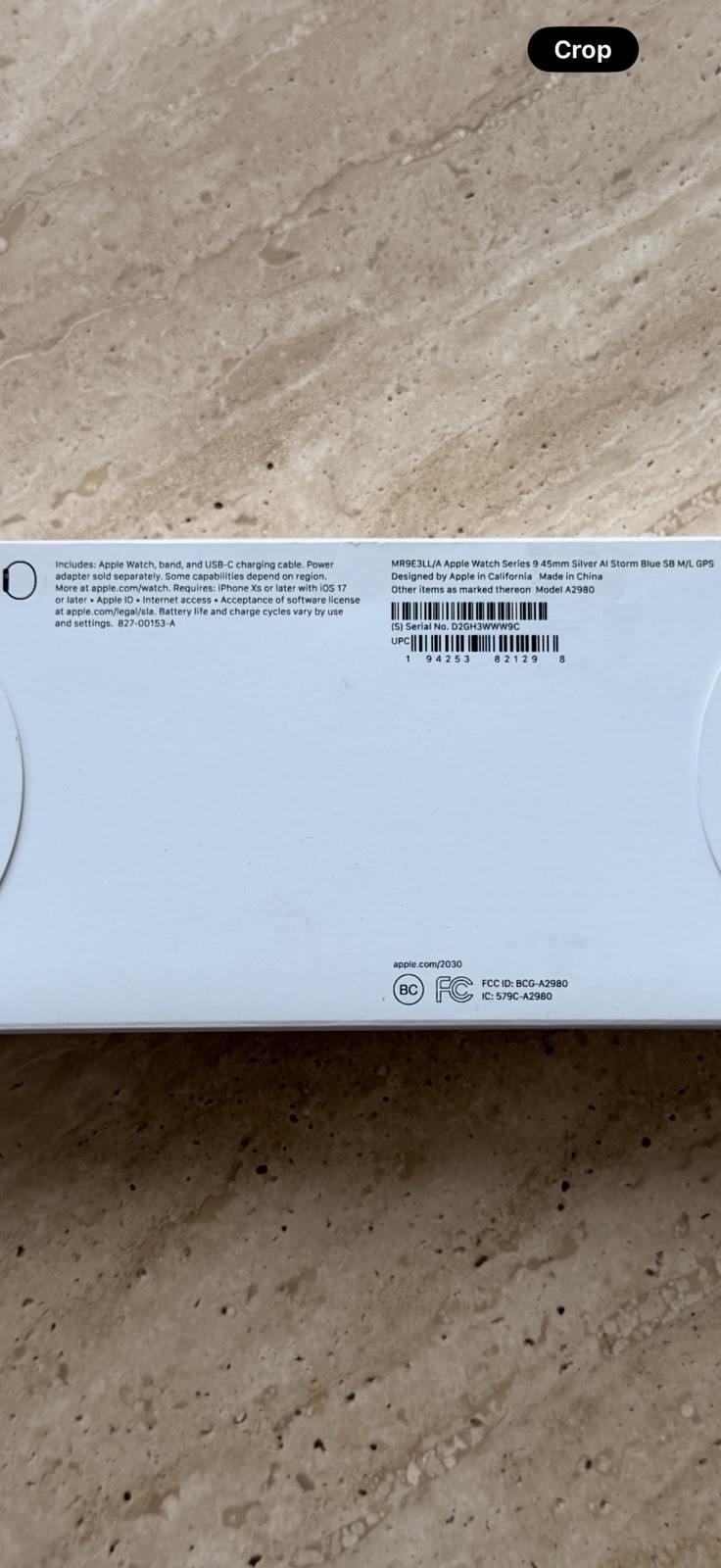 Apple Watch Series 9 45mm Silver GPS Storm Blue A2980