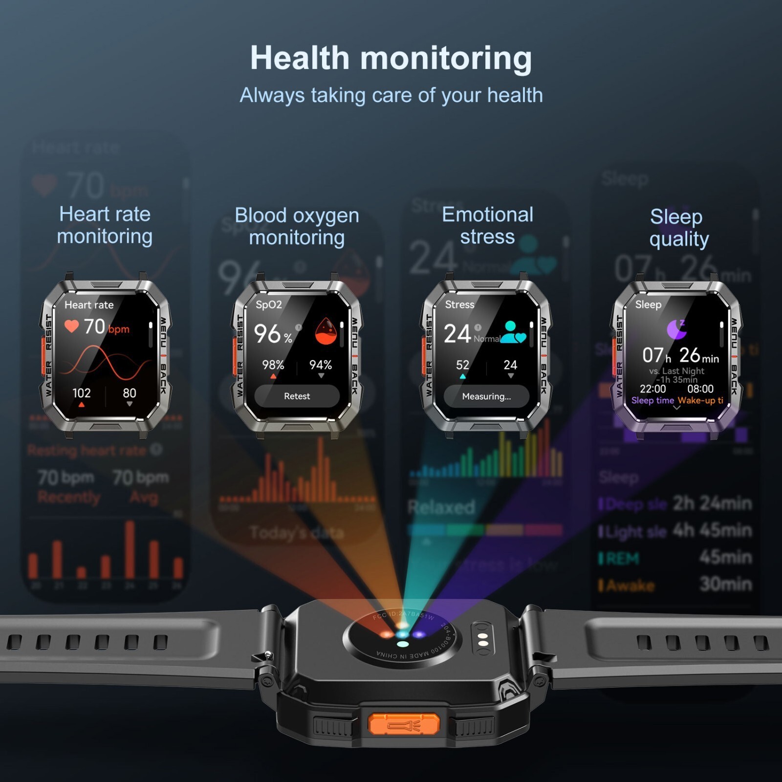 🔥Military Smart Watch for Men(Call Receive/Dial)Rugged Tactical Fitness Tracker