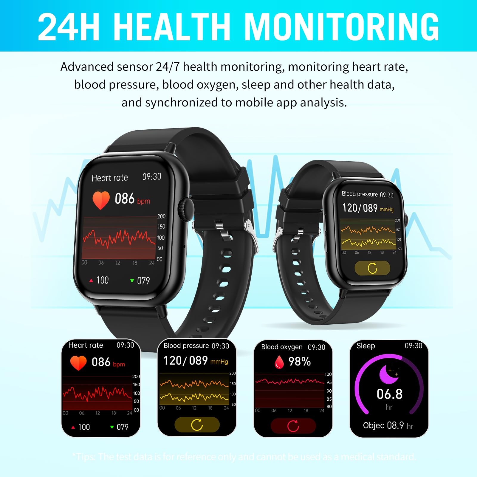 Smart Watches for Men Women, 2.01″ HD Screen Fitness Tracker Watch with /Hear…