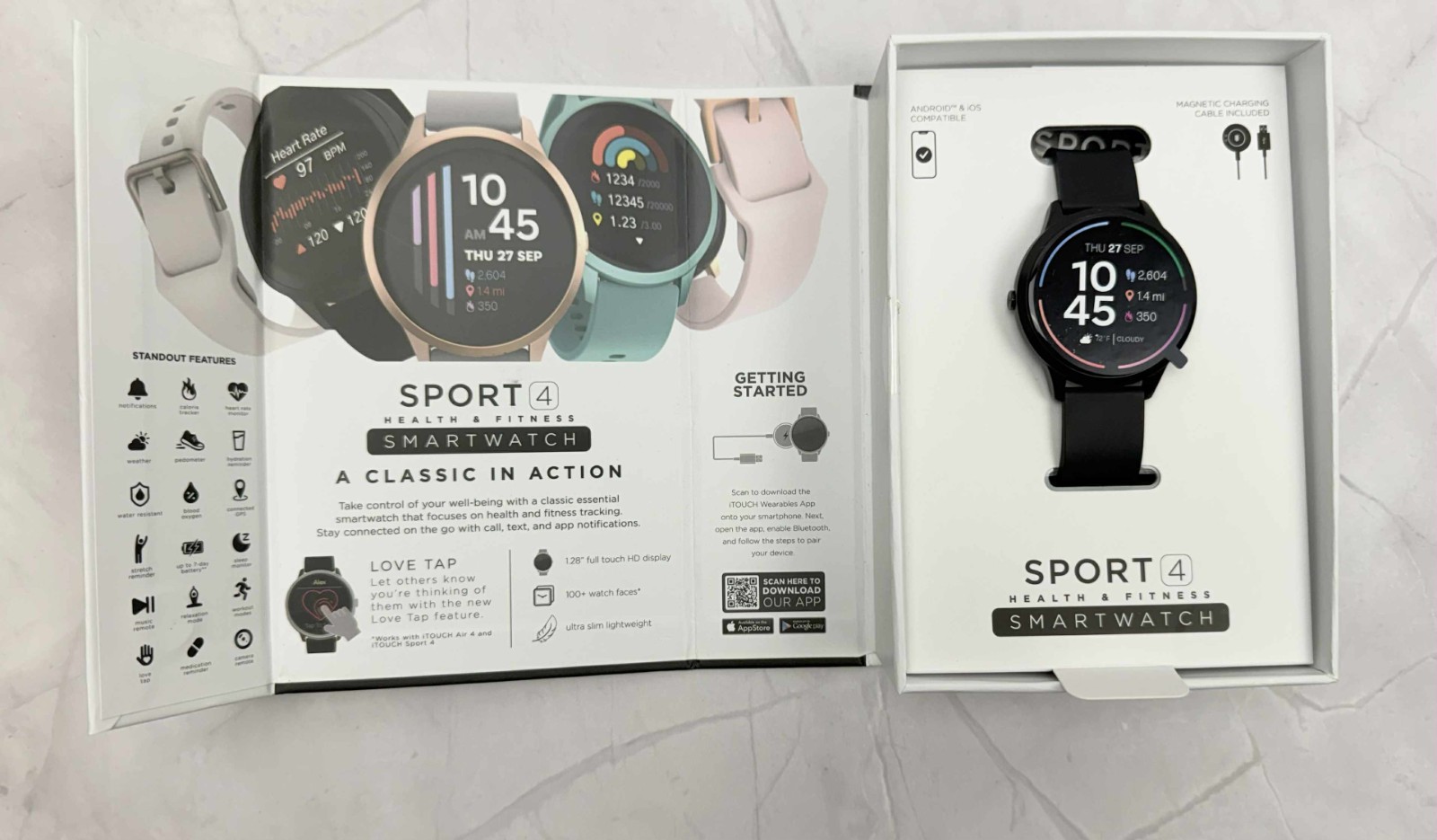 Itouch Sport 4 Unisex Adult Black Smart Watch TP4R01-G02