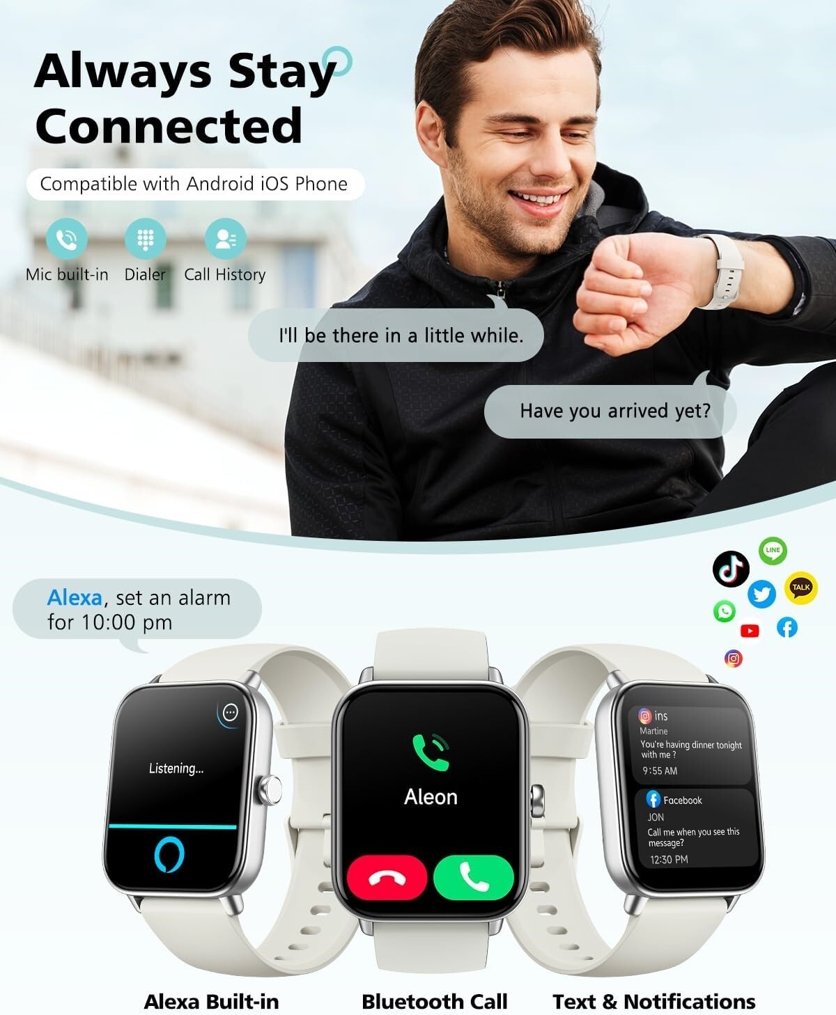 Reloj Inteligente De Mujer Hombre Para Iphone Apple Samsung Android Y Bluetooth