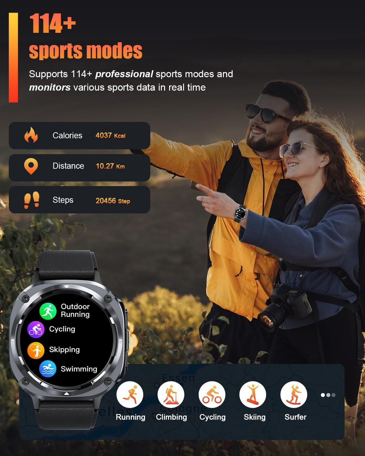 Military Smart Watches for Men(Answer/Make Calls), 1.39″ HD Fitness Watch, 24/7
