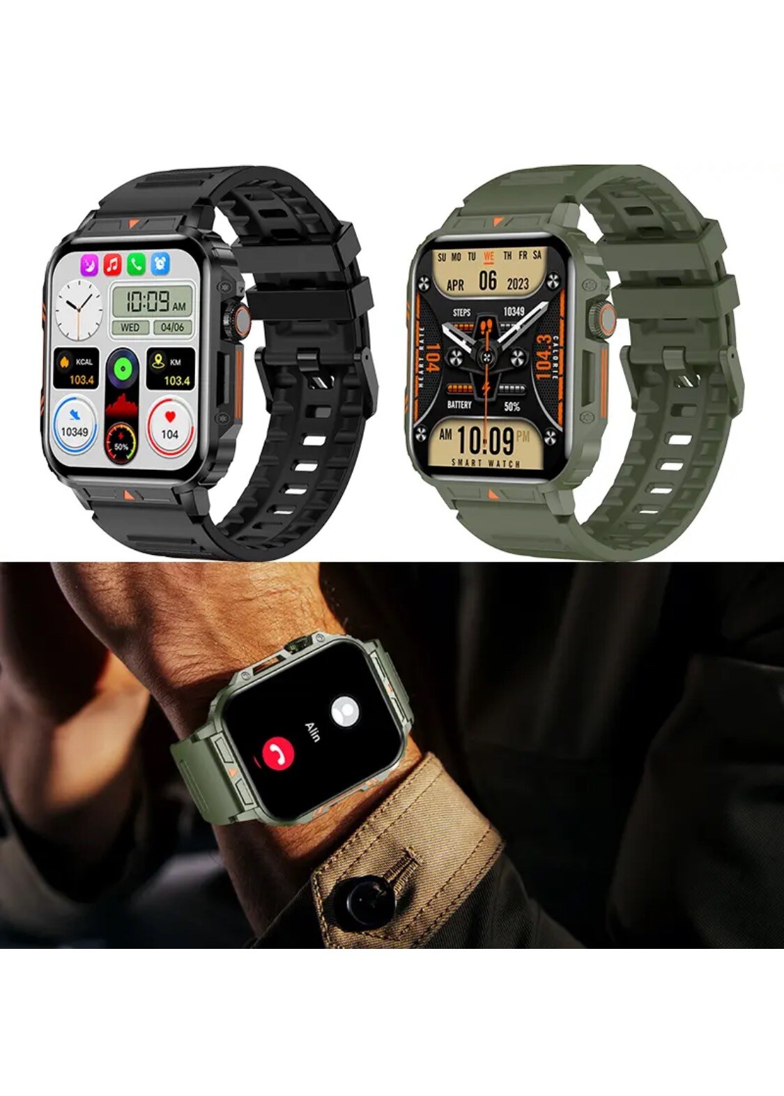 2024 Military Blood Pressure Smart Watch Fitness Wristwatch For iPhone Android
