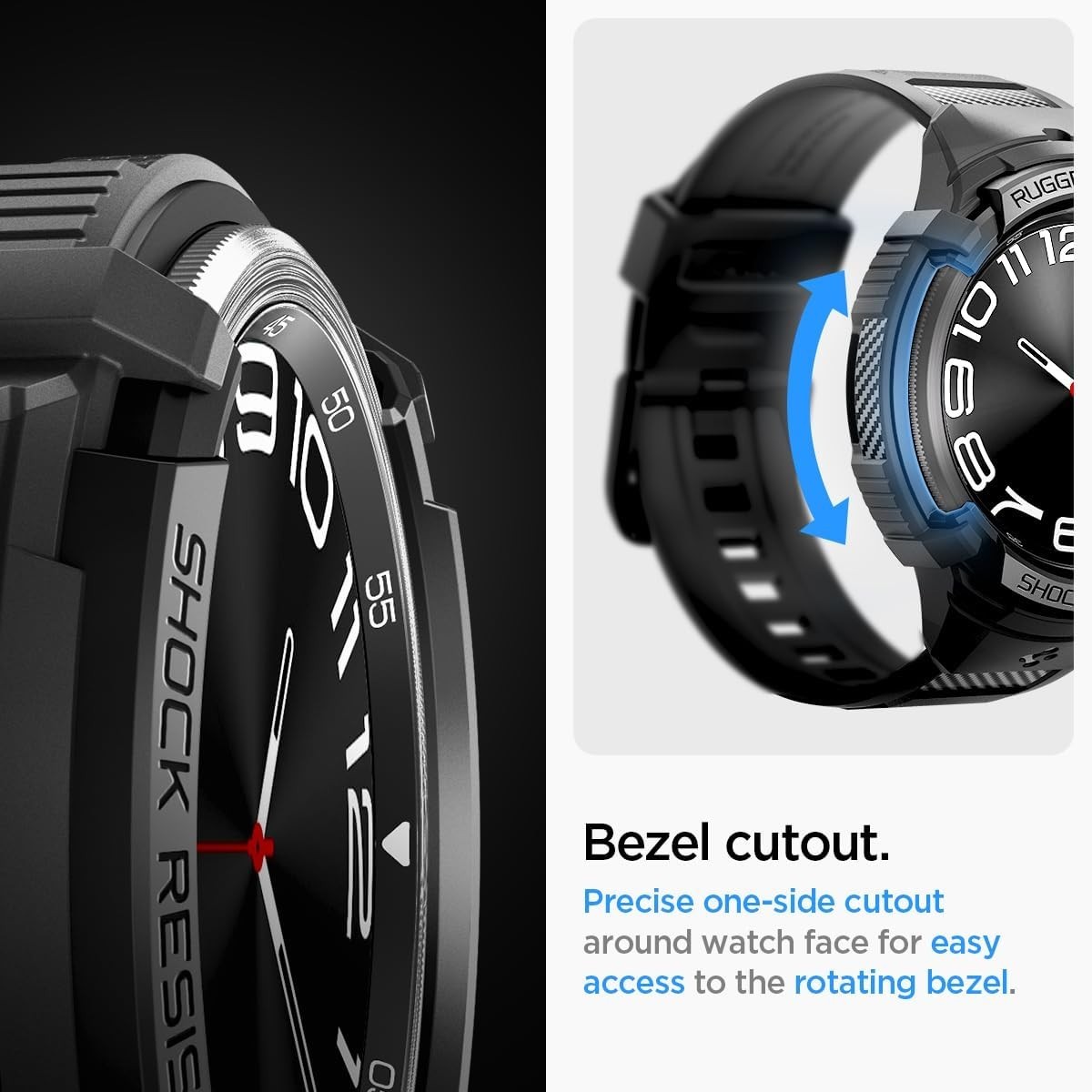 Samsung Galaxy Watch 6 Classic 47mm Rugged Armor Pro Case with Band Strap Cover
