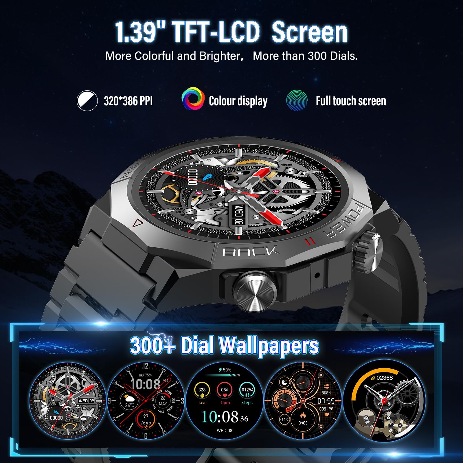 Military Smart Watches for Men (Answer/Make Calls), 1.39″ HD Fitness Watches,…