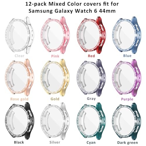 12 Pack Bling Case for Samsung Galaxy Watch 6 44mm HD Screen Protector Glitter C