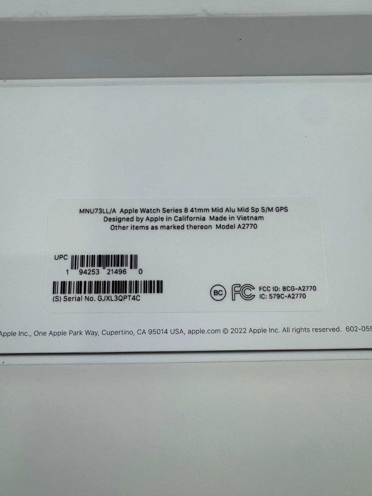 NEW Apple Watch Gen 8 Series 8 S/M 41mm Midnight Aluminum – Midnight Sport Band