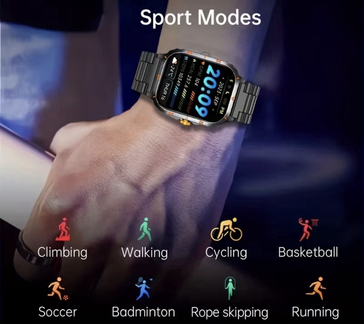 Outdoor Men’S Smart Watch 2.01 Inch-Hd-Full Touch Screen Display Wireless