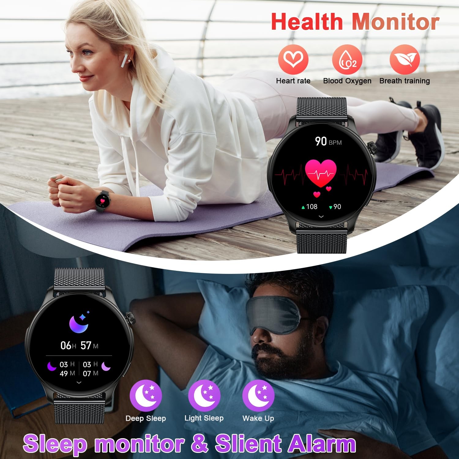 Smart Watch for Men Women Fitness: Make Answer Call 1.43 inches, Black