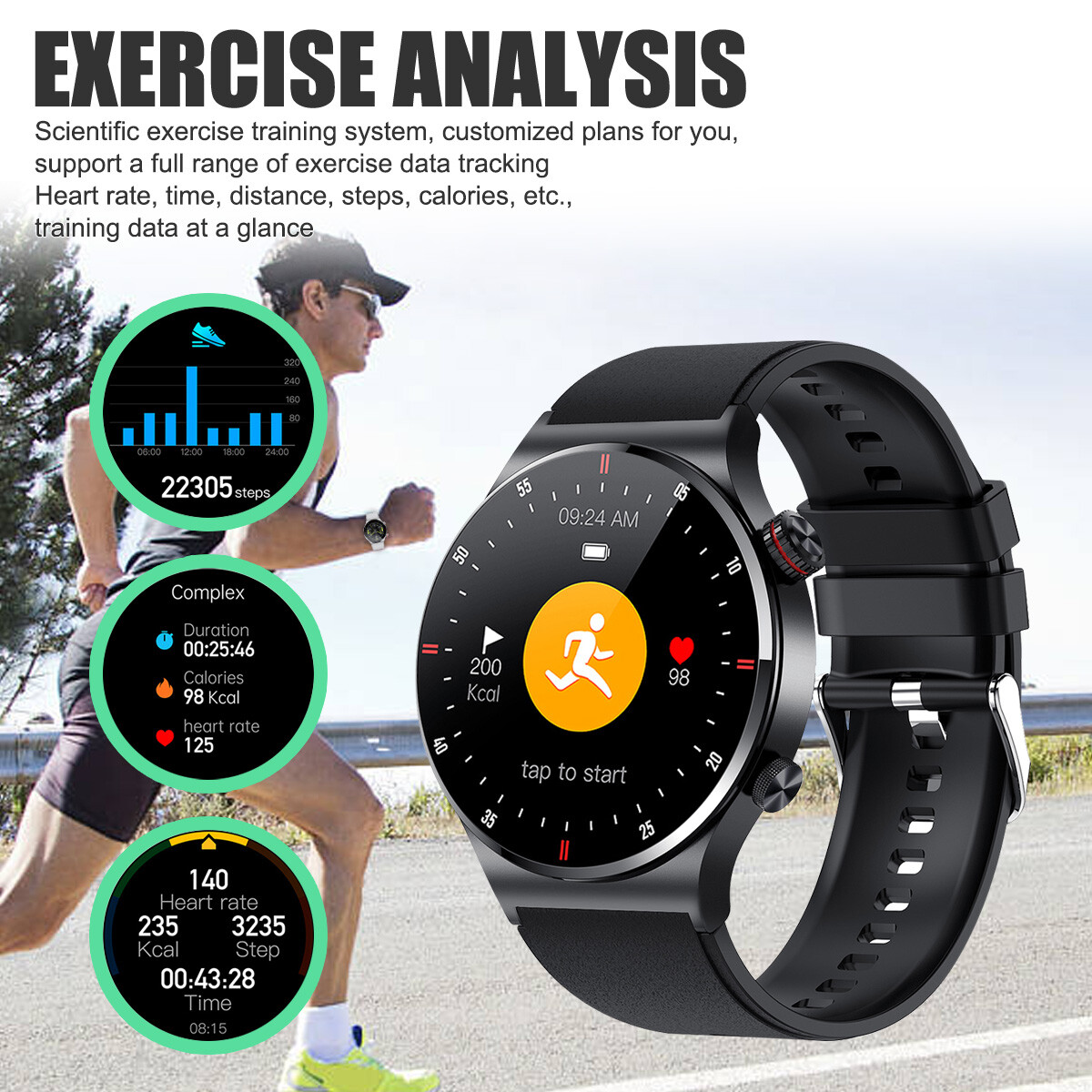 Smart Watch Bluetooth NFC for Men Blood Oxygen Heart Rate Sports Fitness Tracker
