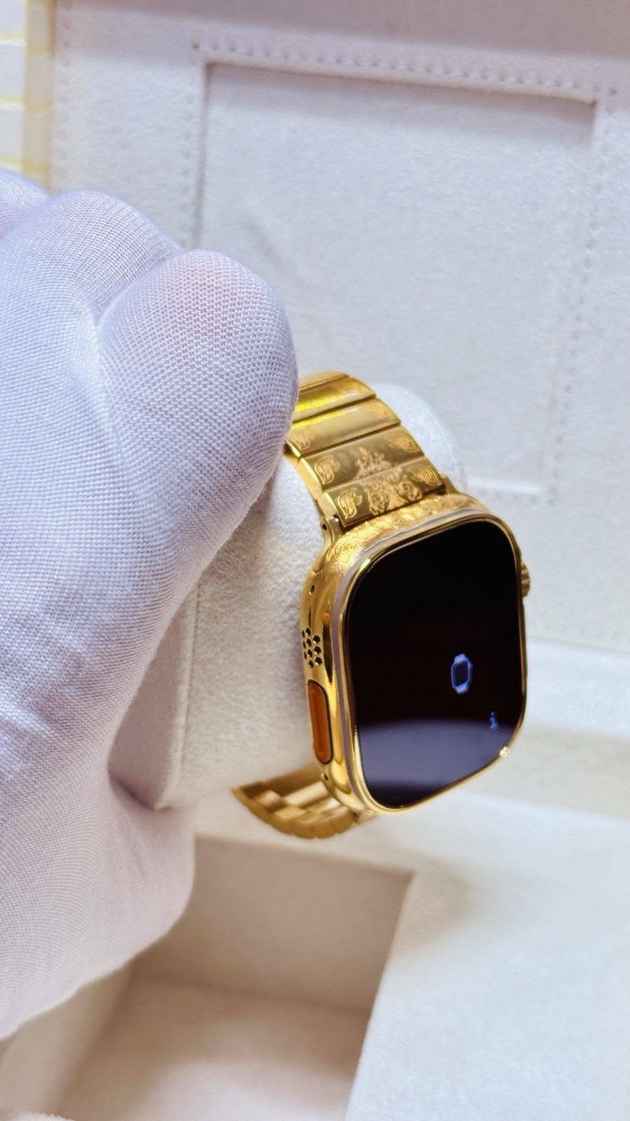 Custom 24k Gold Plated Apple Watch ULTRA 3 49mm Polished Engraved Link Band