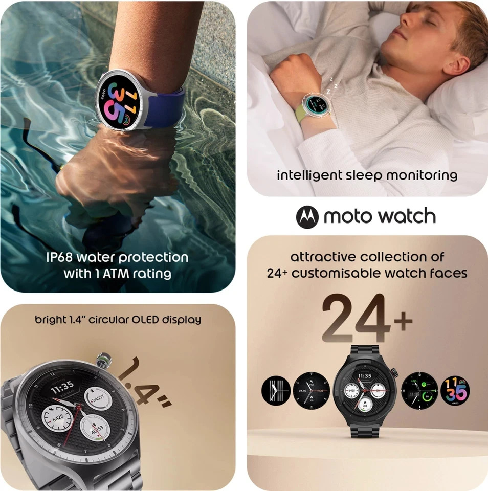 MOTOROLA moto watch Smartwatch (Matte Black / Volcanic Ash band Strap Free Size)