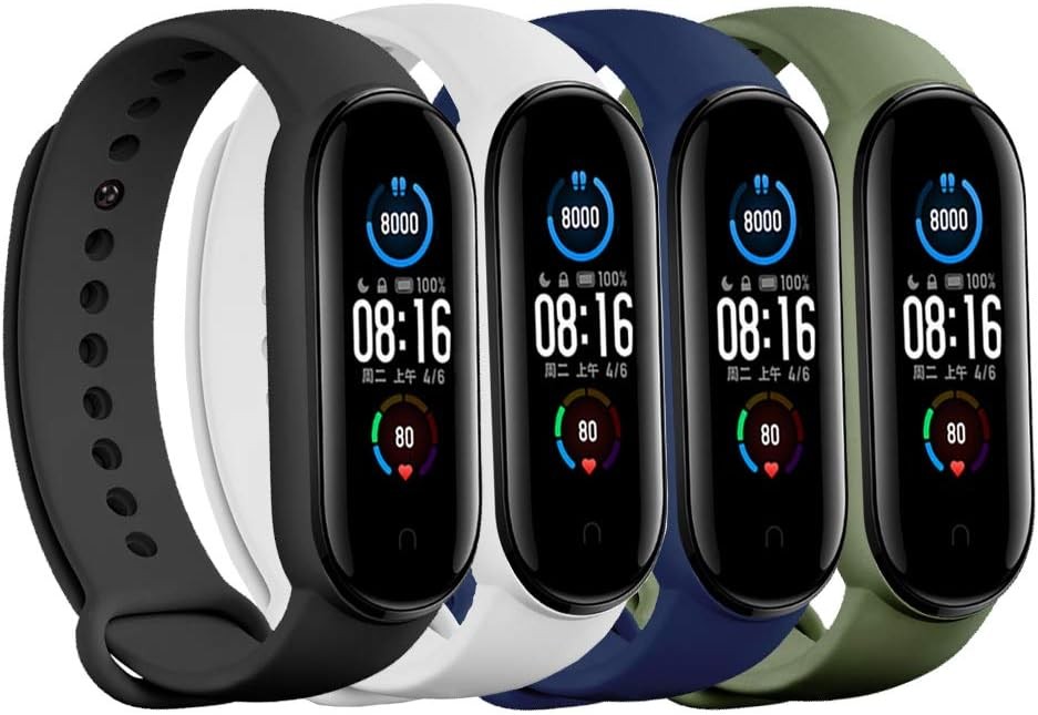 4/5/8 Pack Silicone Bands for Xiaomi Mi Band 5/6/7 & Amazfit Band 5/6