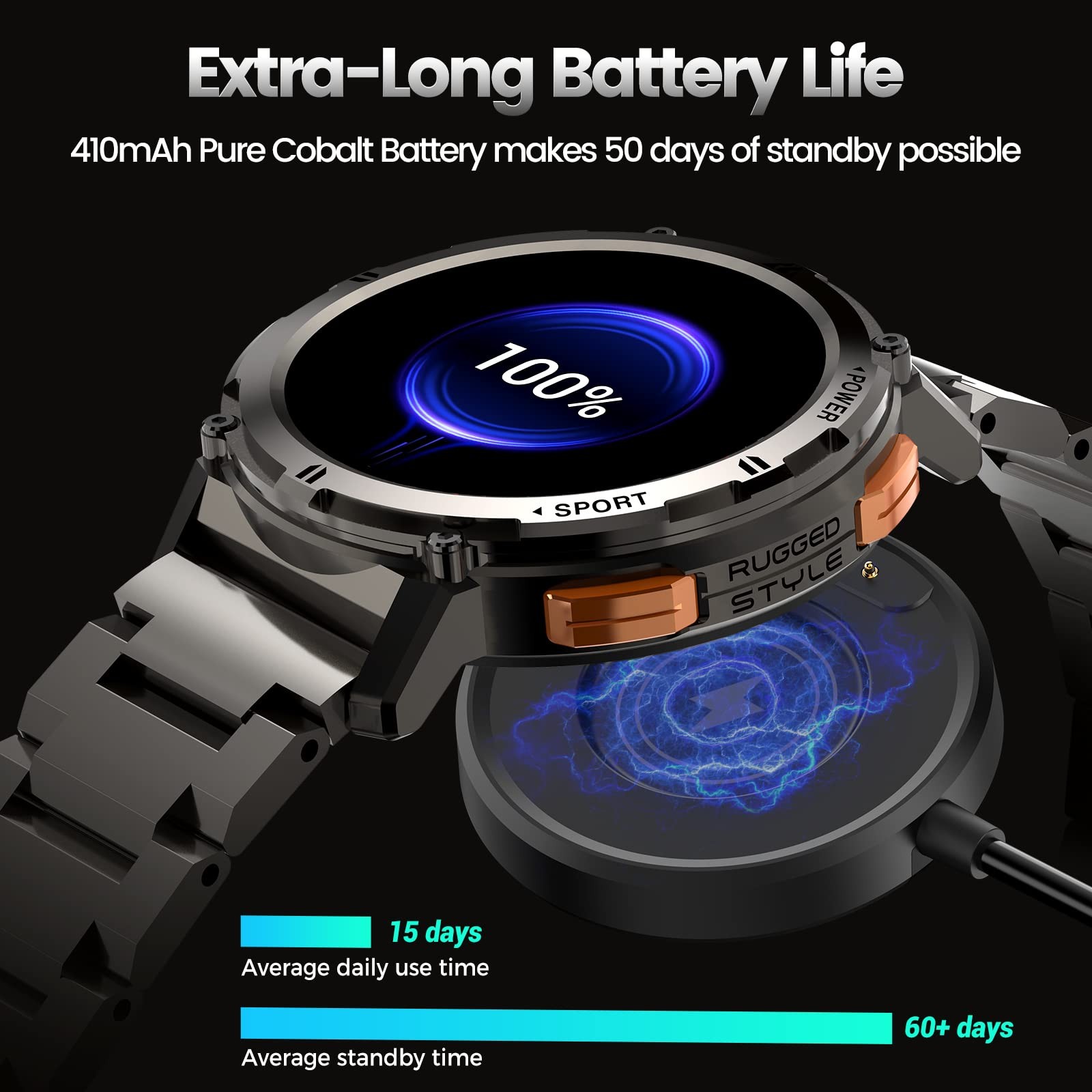 Amaztim Smart Watches For Men 60 Days Extra-Long Battery 50M Waterproof