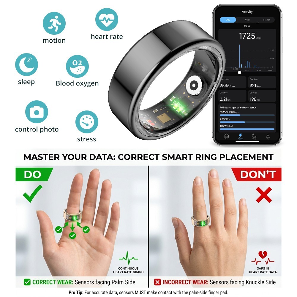 COLMI R02 Smart Ring with Charging Case Health Fitness Tracker Heart Rate Sleep