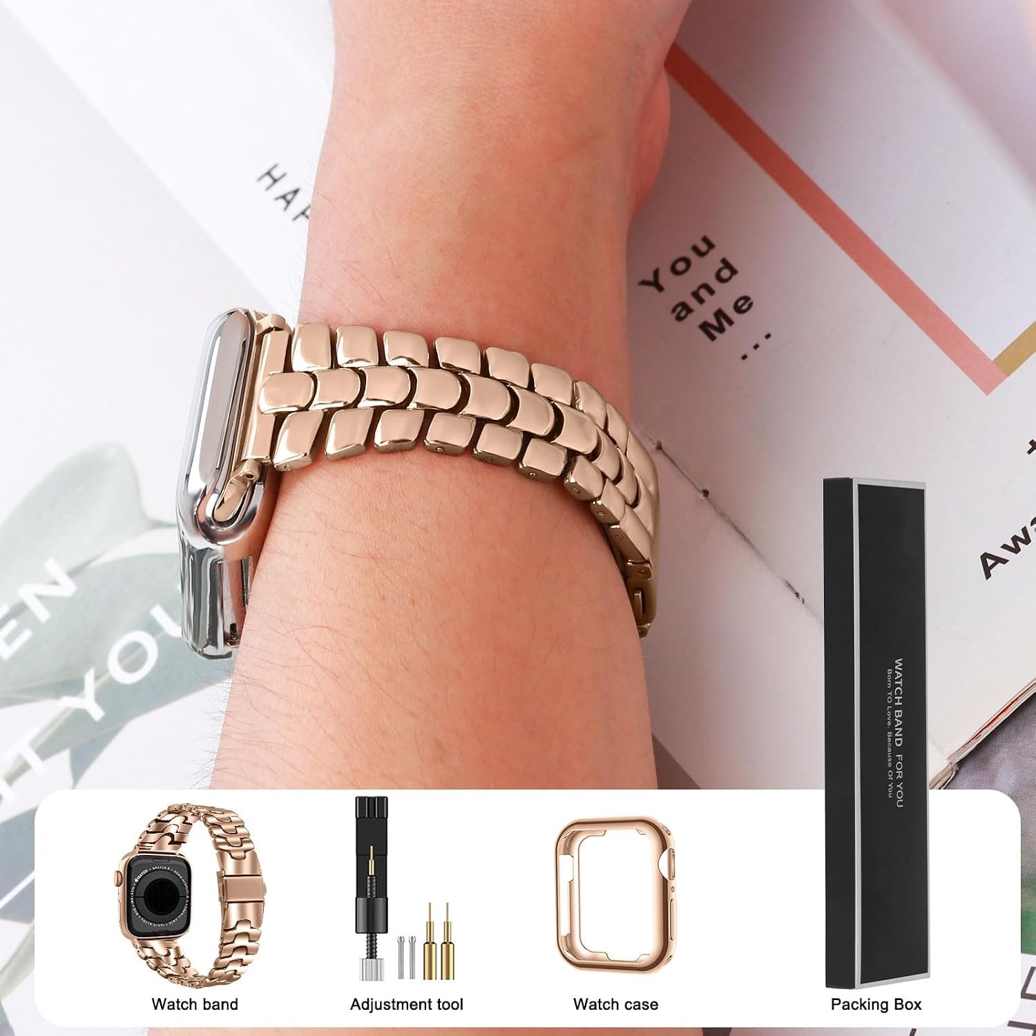 Thin Metal Band for Apple Watch 38mm 40mm 41mm 42mm 44mm 45mm 49mm, Slim Strap
