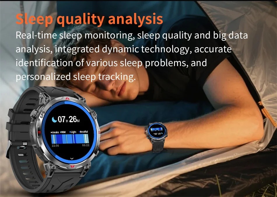 Military GPS Smart Watch Men AMOLED Compass Altimeter 5ATM Waterproof