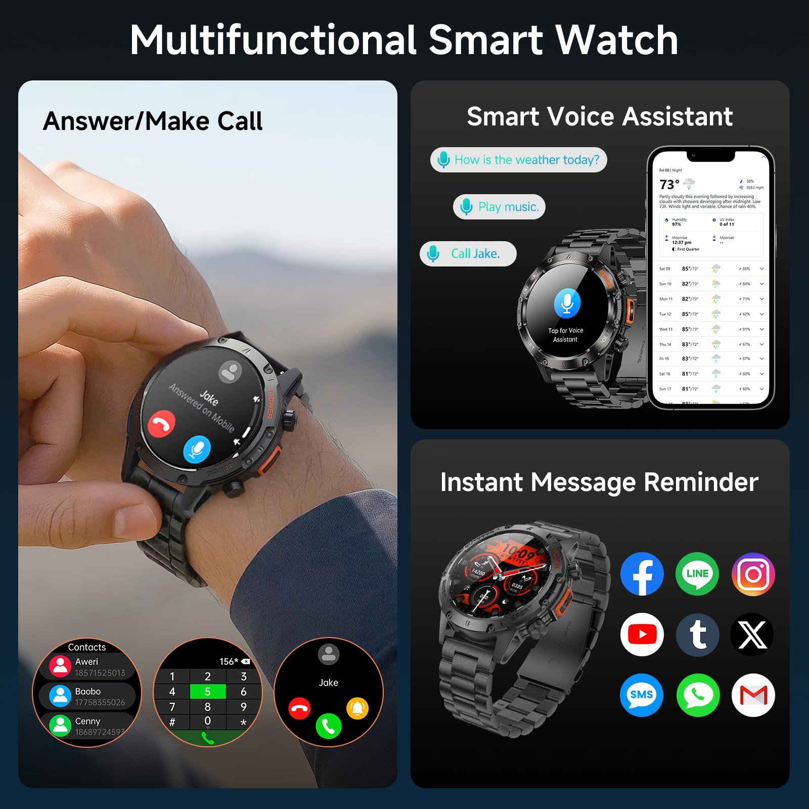 Reloj Inteligente Con Llamadas Bluetooth y Linterna Smart Watch Para Hombre 2025