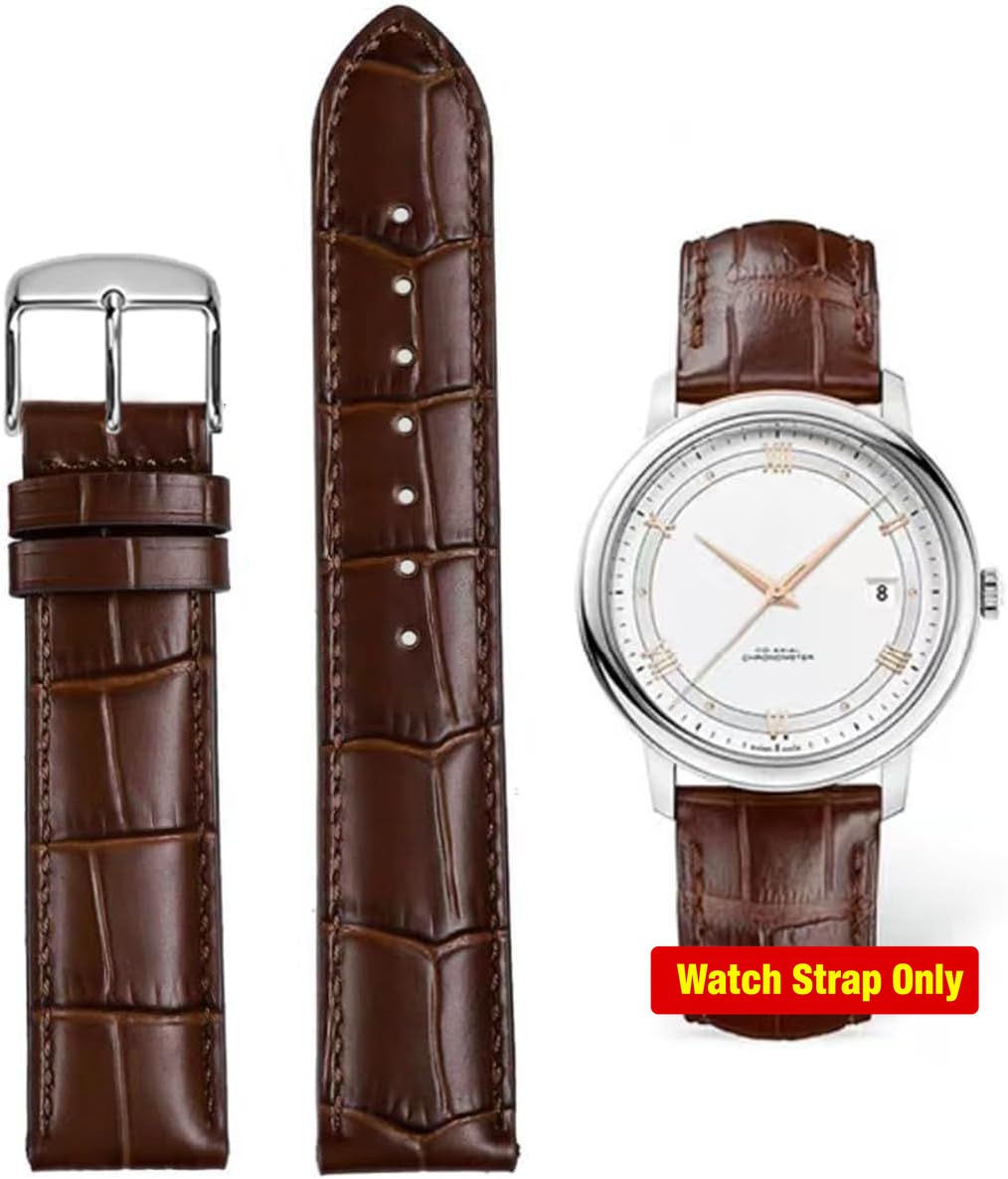 Genuine Leather Replacement Strap for 16mm, 18mm, 20mm, 22mm Watches, Brown