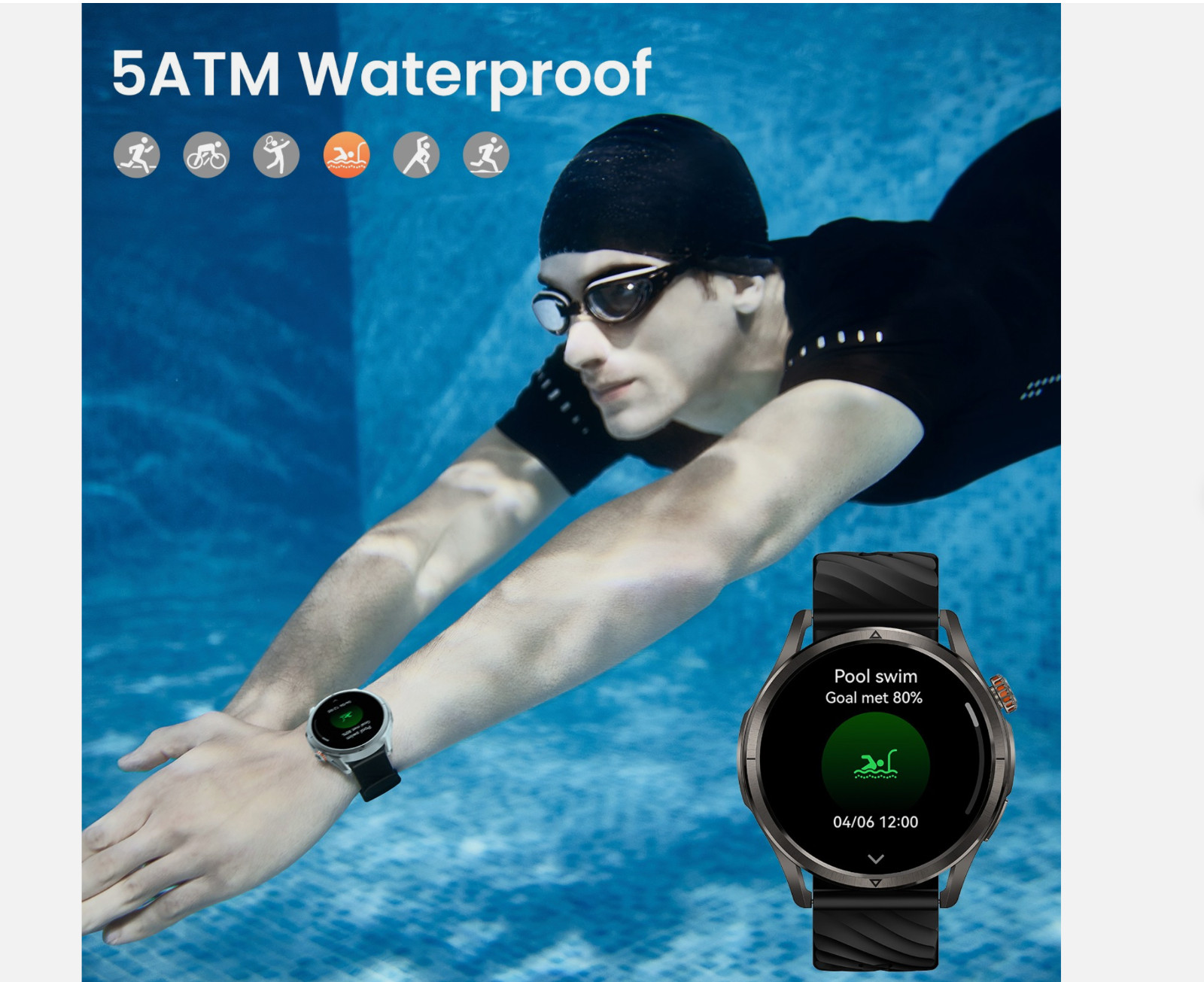 KOSPET Magic R10 Smart watch Men & Women GPS 1.43″ AMOLED, 5ATM Waterproof Black