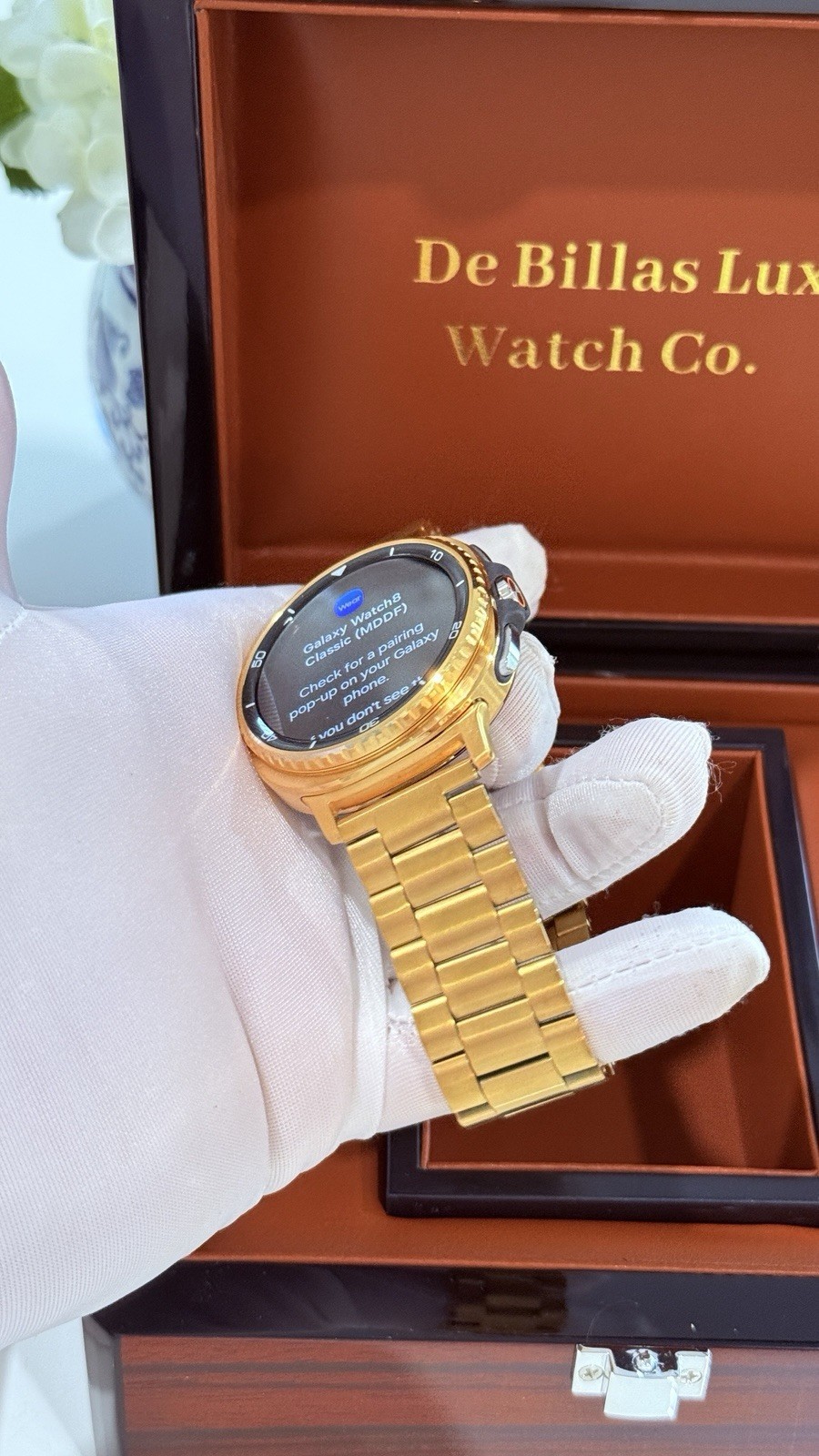 Custom 24k Gold Plated Samsung Galaxy Watch 8 Classic Gold Band GPS LTE 46mm