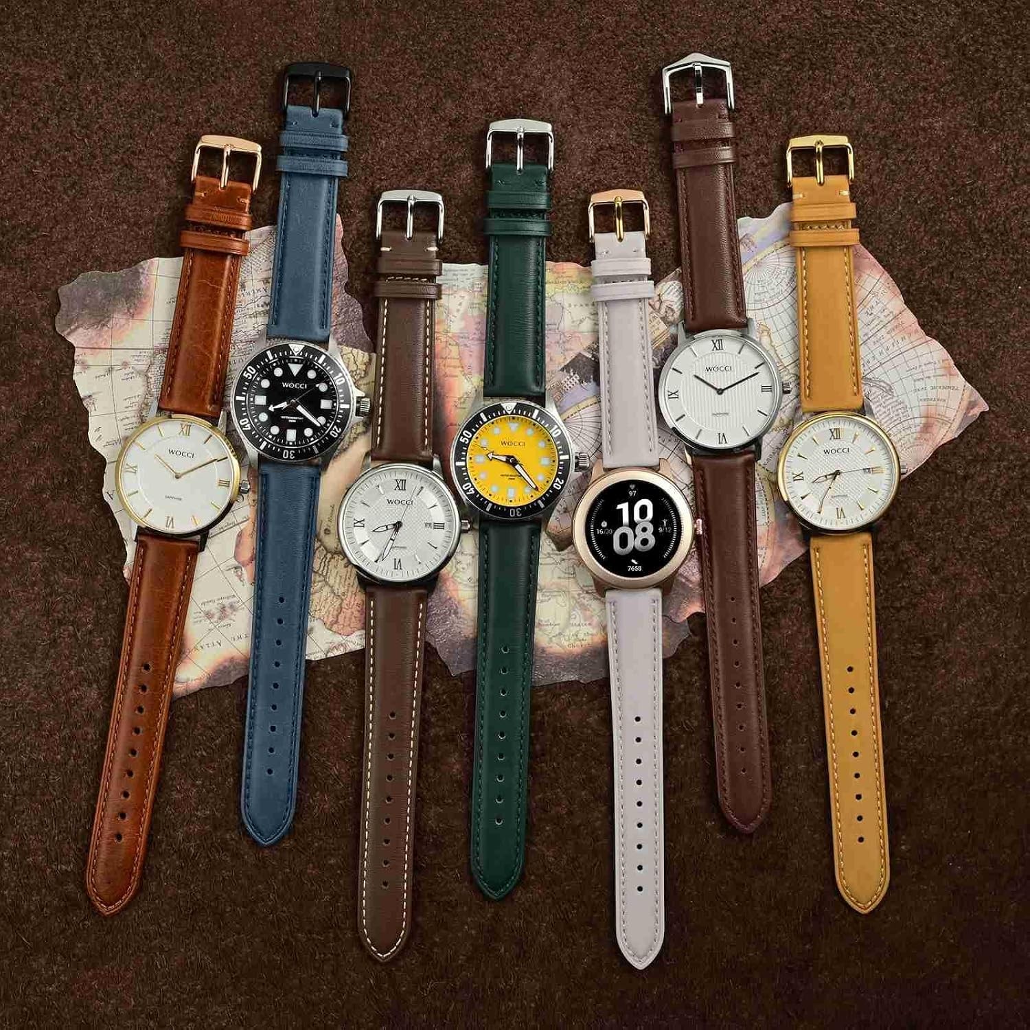 Case For 18mm Leather Watch Band with Gold Buckle for Men and Women