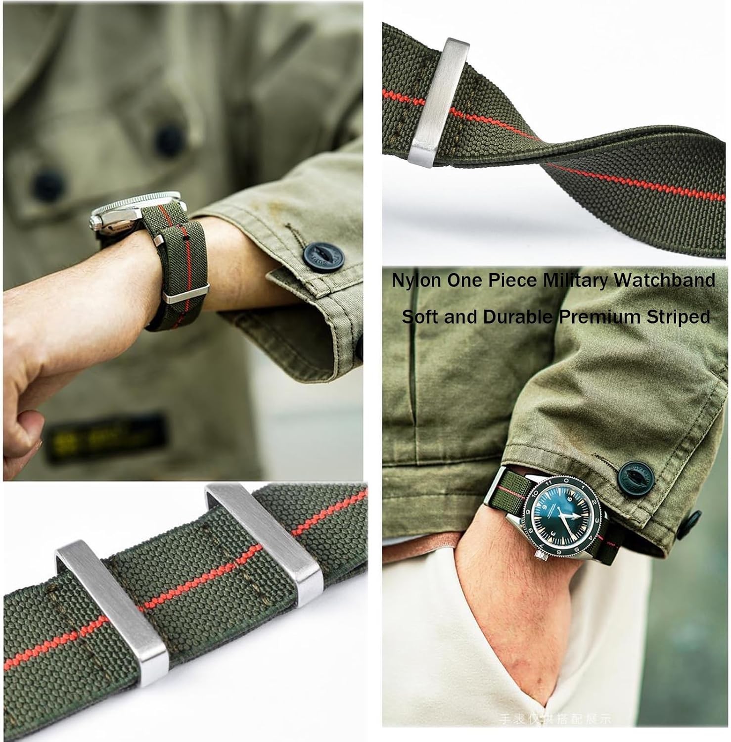 Case For Smartwatch 18mm 20mm 22mm Premium Striped Nylon One-Piece Strap