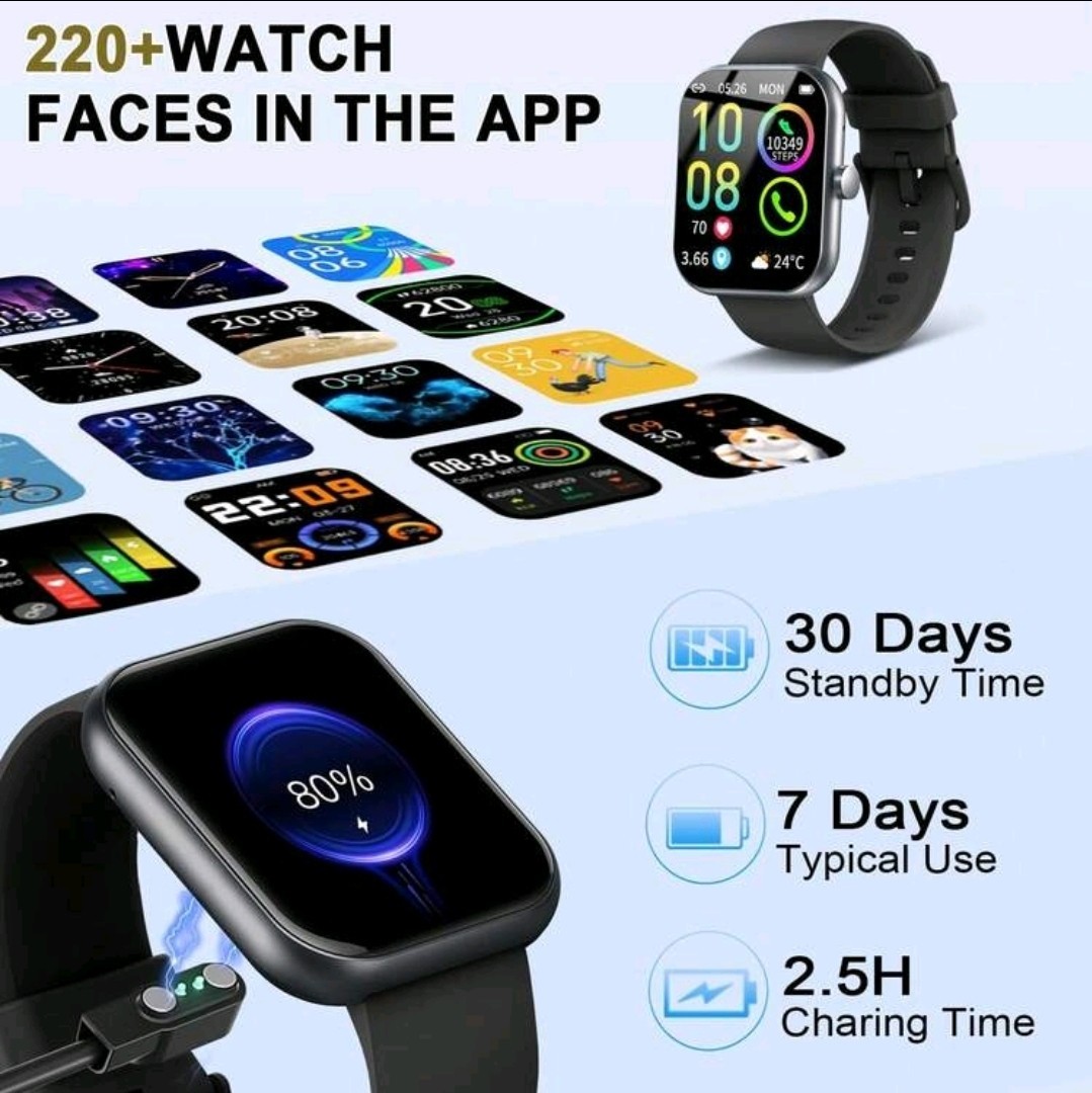 Smart Watch Women Men Heart Rate Blood Pressure Blood oxygen Fitness Tracker US