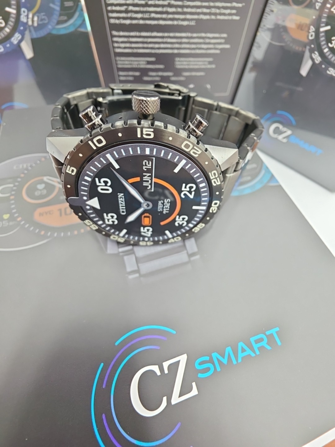 Citizen Cz Smart Watch Black Stanliess Steel 44mm Smart Touch Screen MX1017-50X