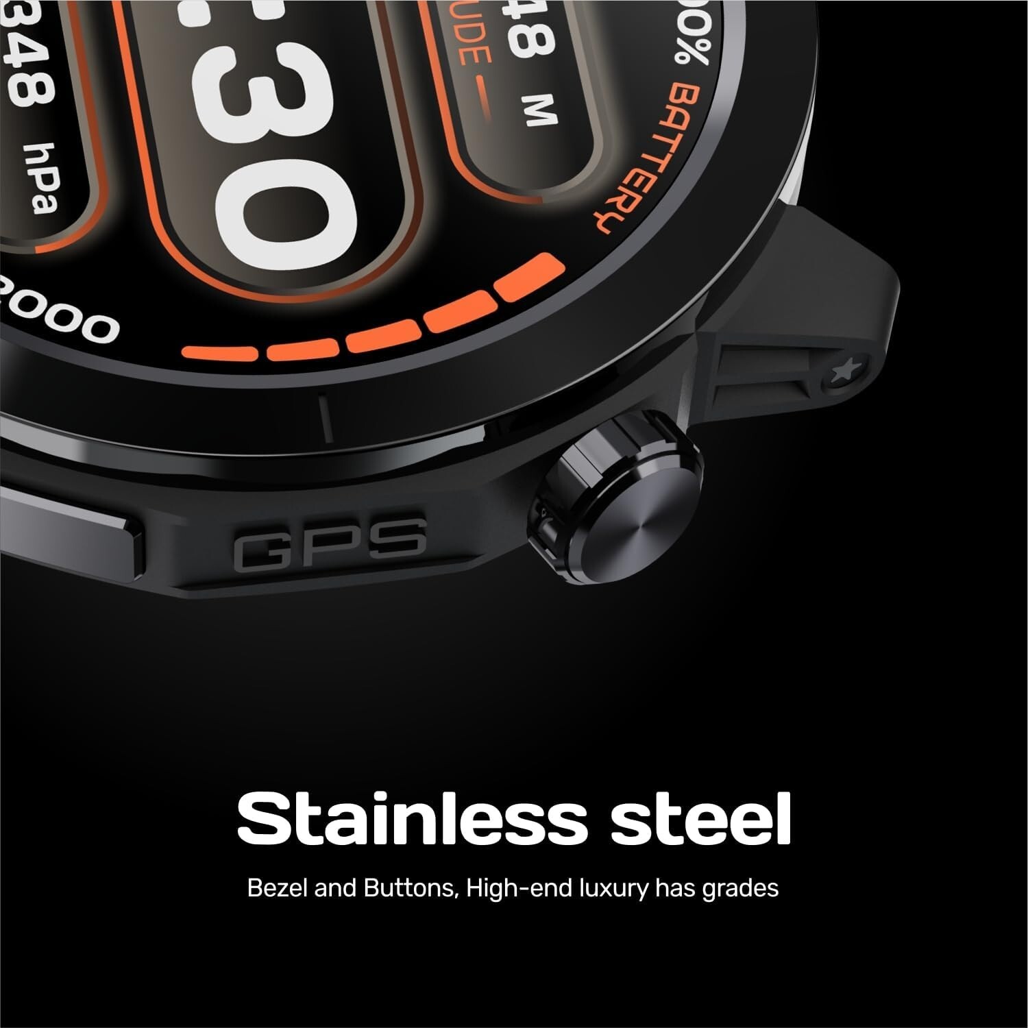 GPS Smartwatch w/ Heart Rate Blood Oxygen Stress Sleep Tracking 60 Workout Modes
