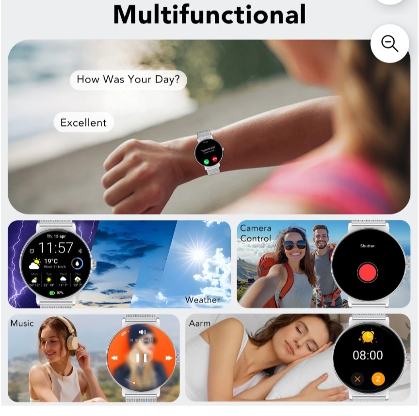 Smart Watch 1.27″ Fitness Tracker Bluetooth Calls Android and iPhone 2 Straps