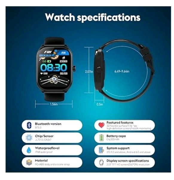 Smart Watch Aolon Curve Watch, Fitness Tracker Unisex – Black