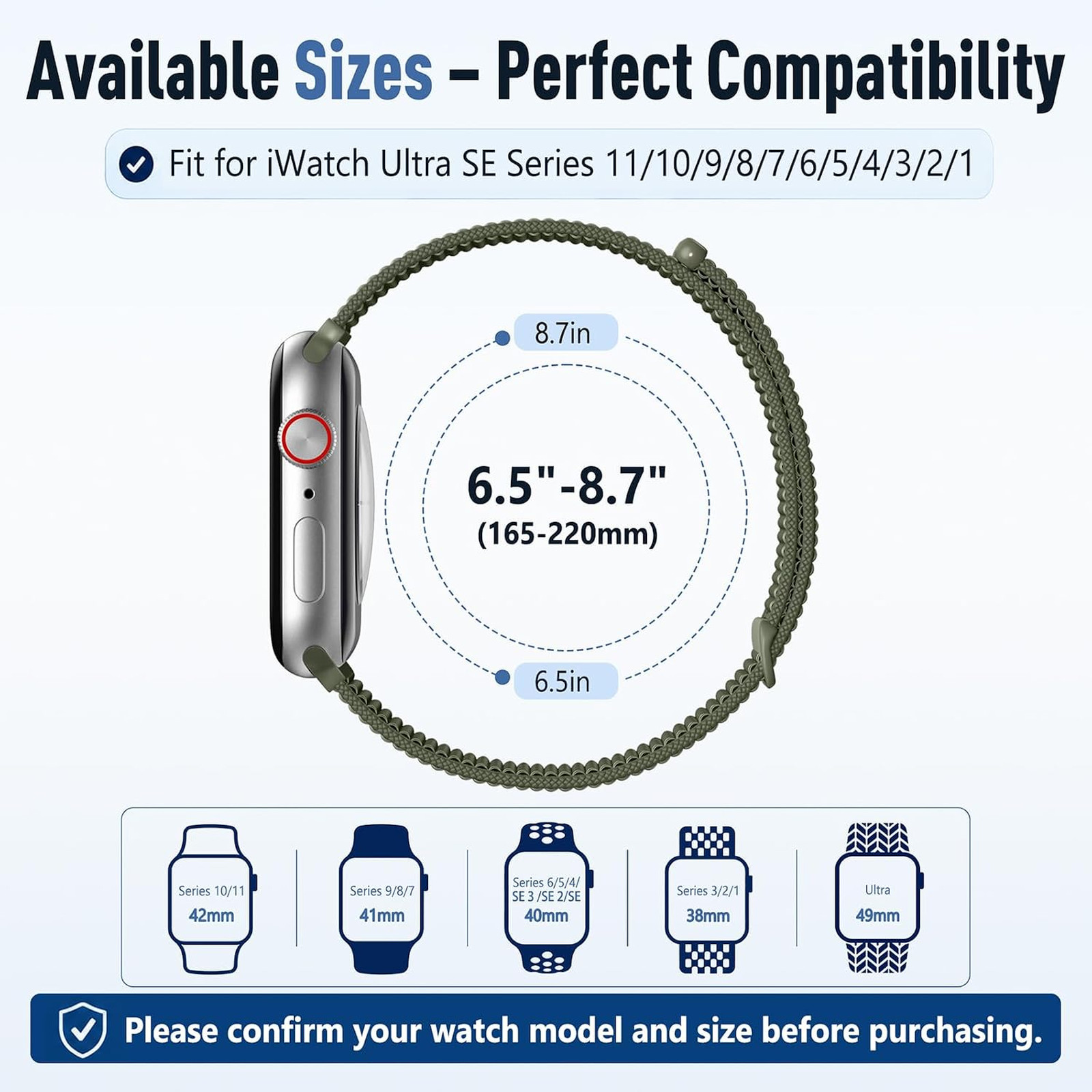 Sport Nylon Loop Watch Bands 40mm 38mm 41mm 42mm 44mm 45mm 46mm 49mm Adjustable