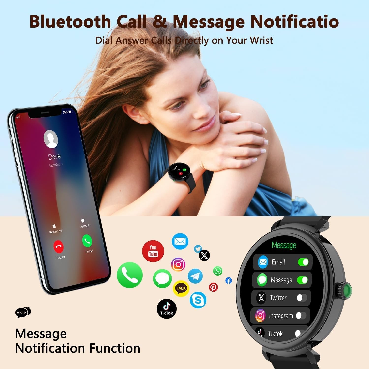 2025 Smart Watch For Men/Women, Waterproof Smartwatch Bluetooth Samsung iPhone