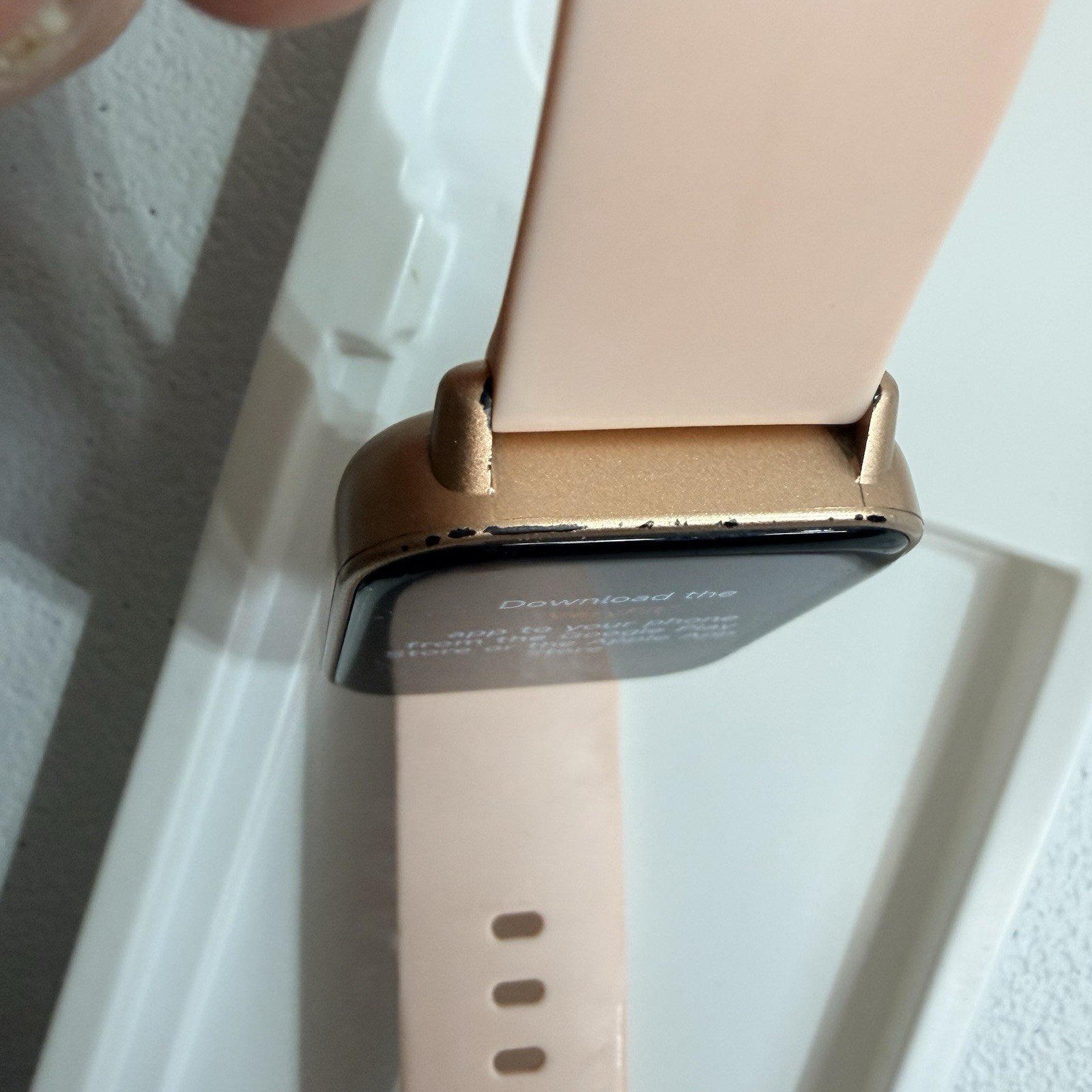 IDW19 Smart Watch Heart Rate Monitor Pink Silicone Band Gold Case 44mm