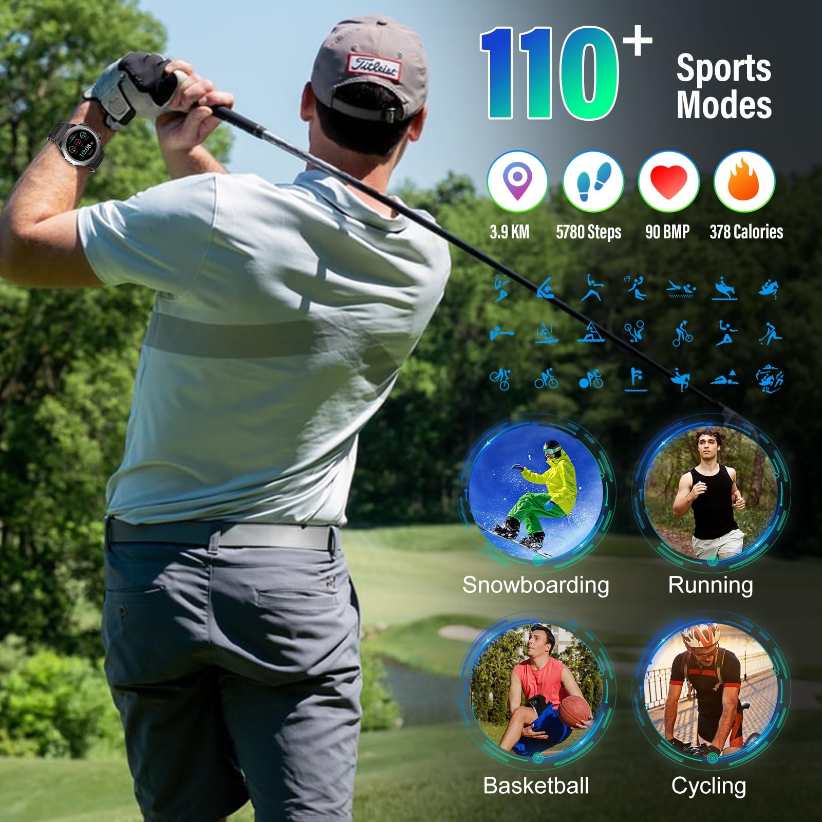 Military Smart Watches for Men (Answer/Make Calls), 1.39″ HD Fitness Watches,…