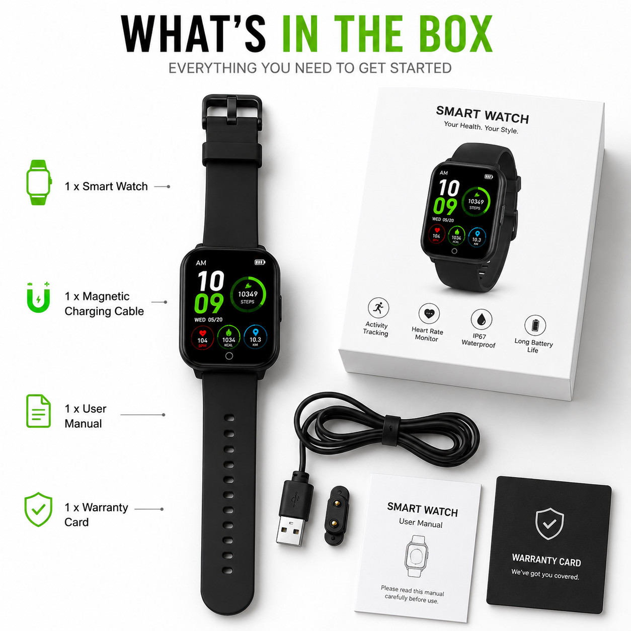Smart Watch for Android & iOS – 1.4″ Touchscreen Display: 1.4″ HD square