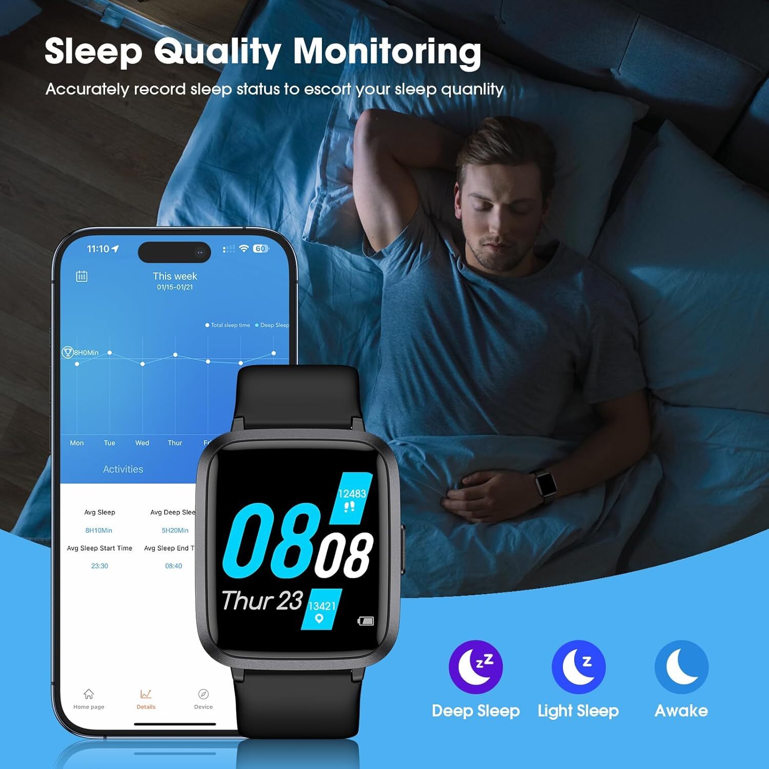 Women’s Smart Watch Bluetooth SmartWatch For Apple iPhone iOS and Android…