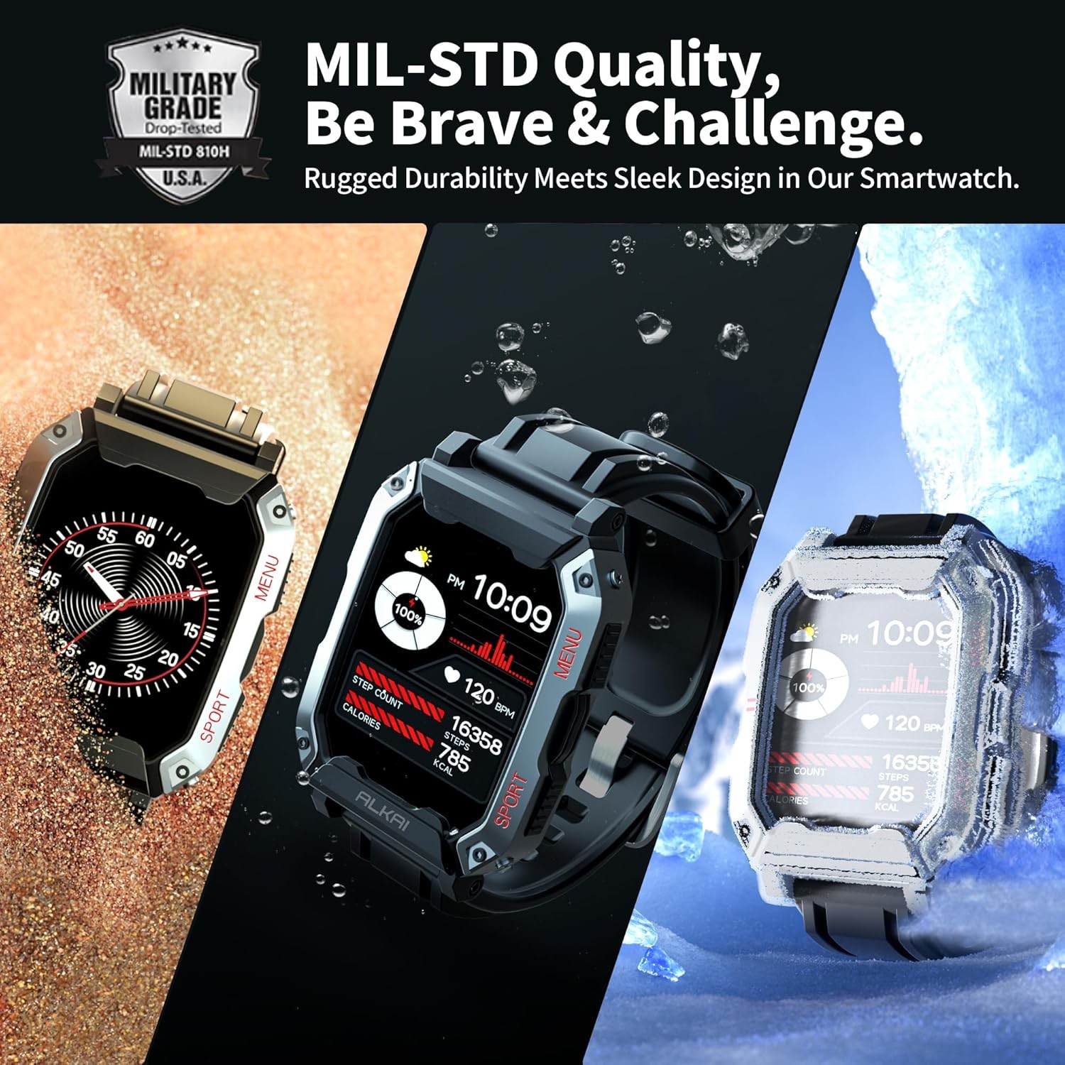 2.02″ Smart Watch For Men 5ATM Waterproof Military Sport Watch For Android iOS