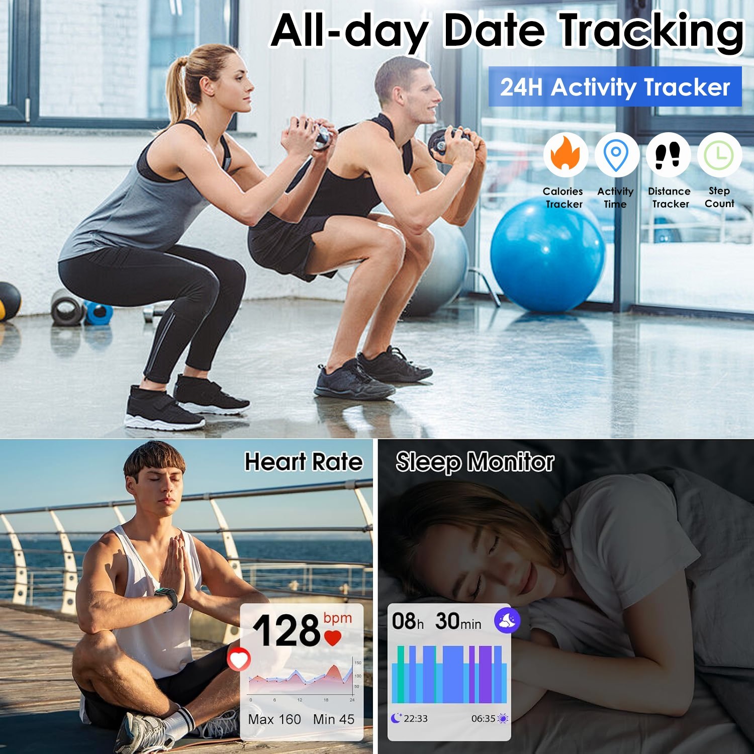 Smart Watch for Women Men, Smartwatch for iPhone & Android Bluetooth Compatible