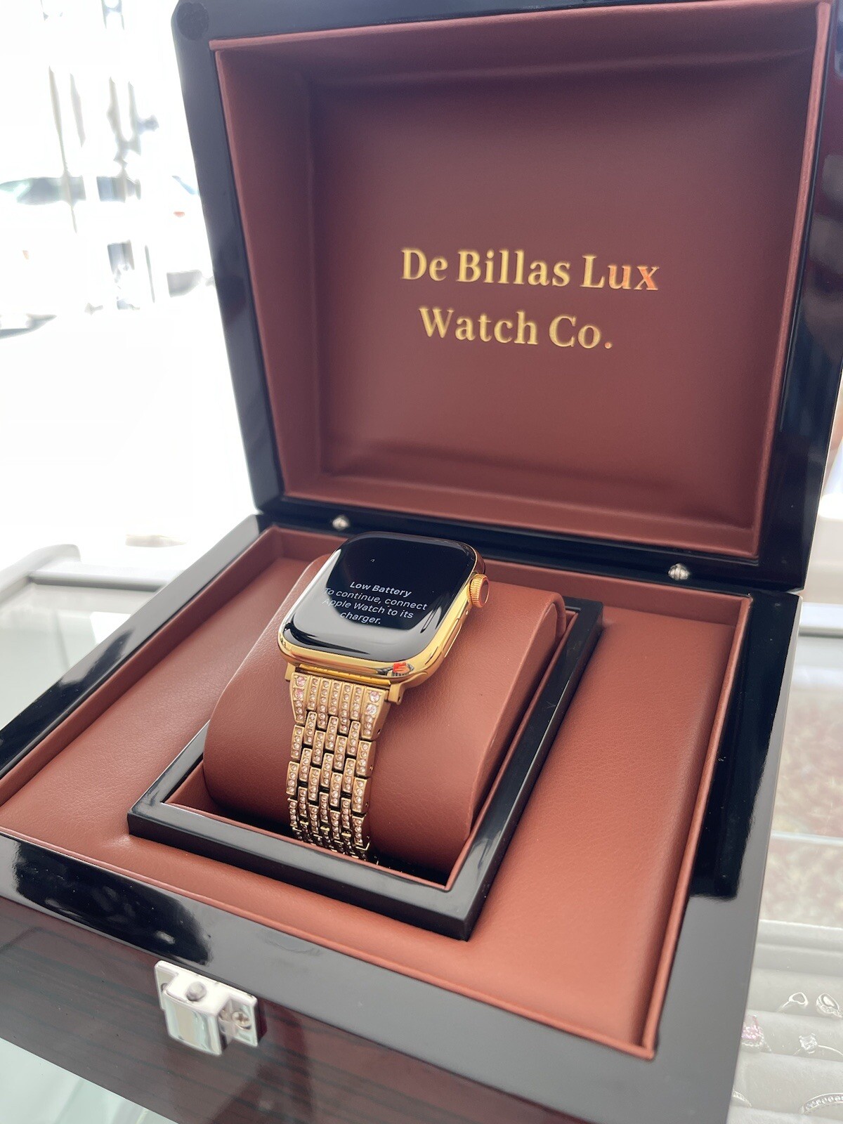 Custom 24k Gold Plated 41mm Apple Watch Stainless Steel Series 9 Diamond Band