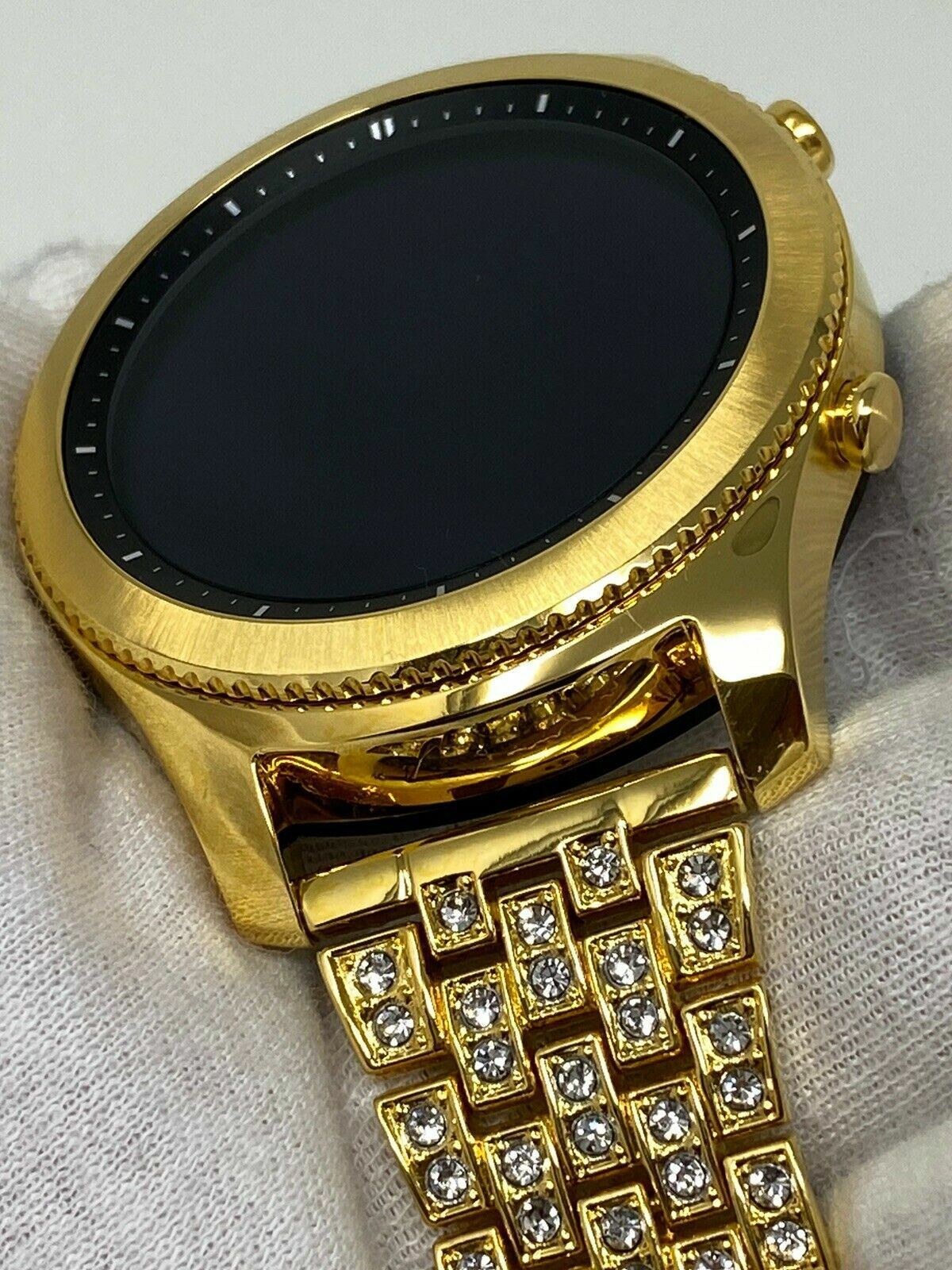 Custom 24K GOLD Plated Samsung Gear S3 Classic DIAMOND Rhinestone Band