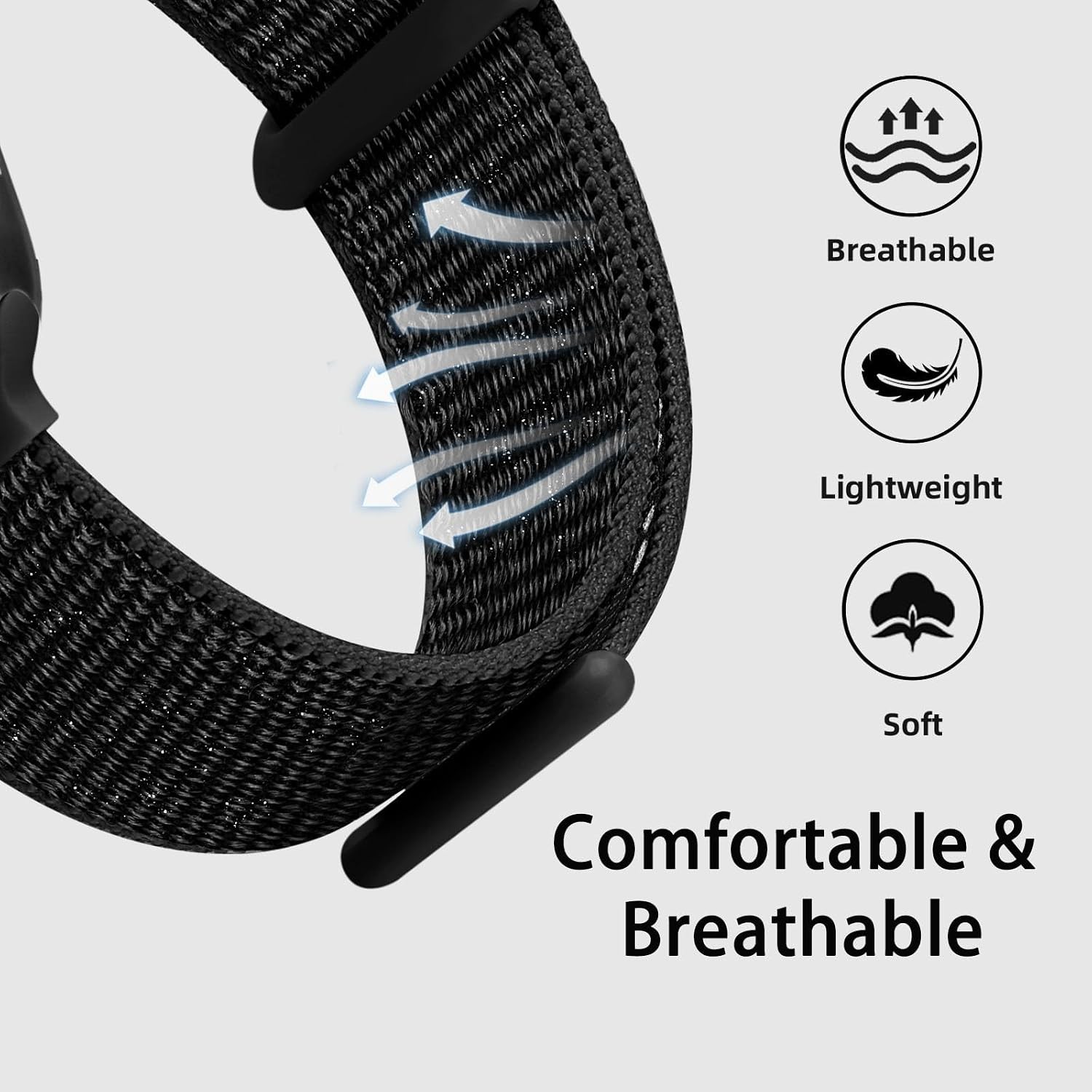 Case For Apple Watch 38mm 40mm 41mm 42mm 44mm 45mm Sport Nylon Straps Black