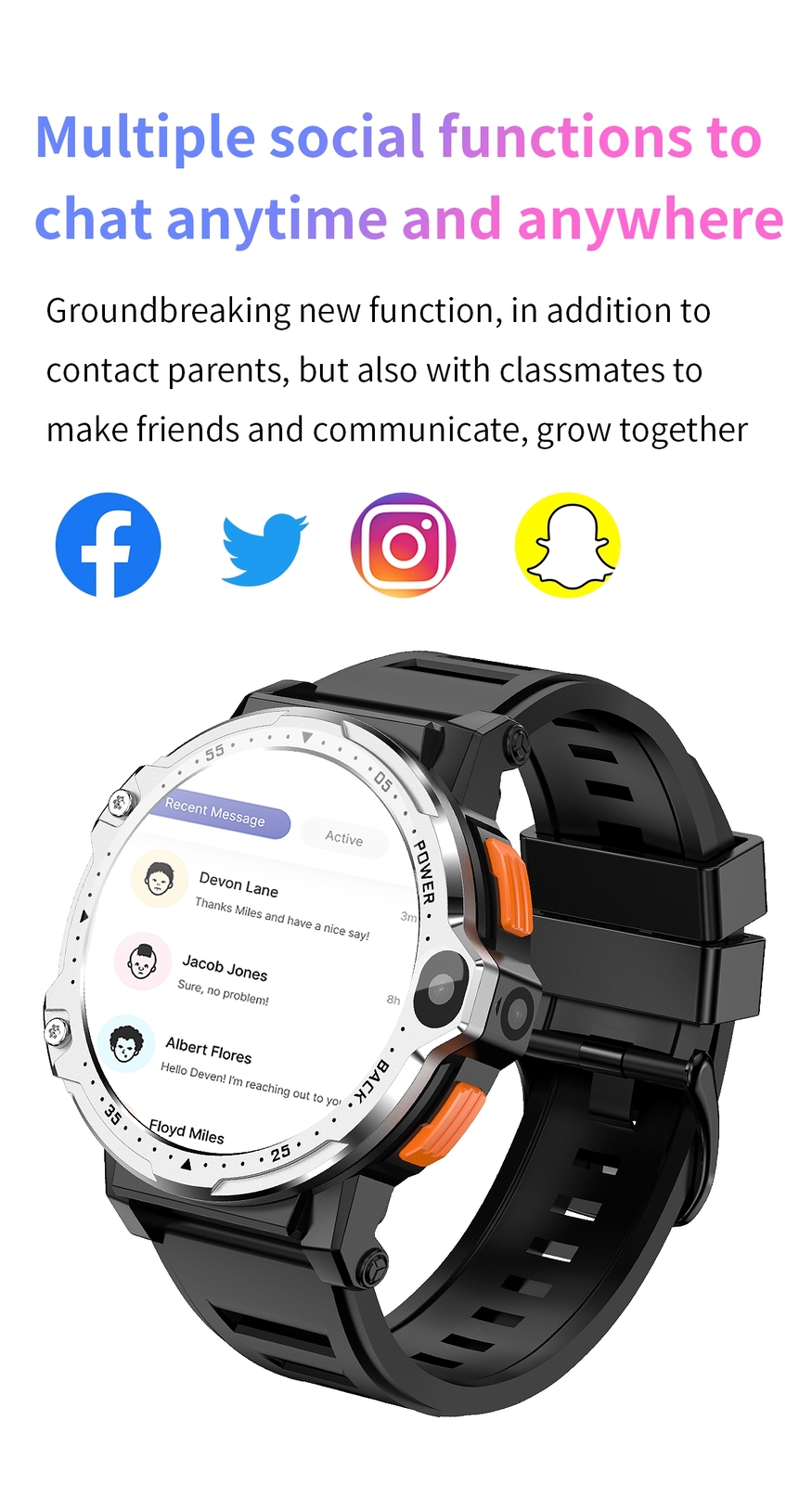 4G WiFi Android Smart Watch Dual Camera 4GB+64GB Video Call for Android iOS