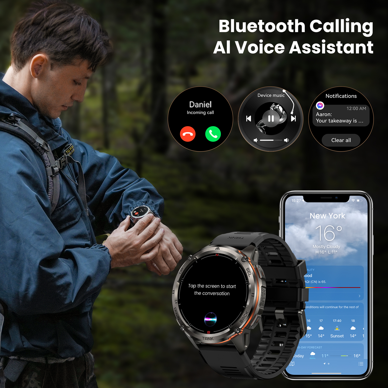 2025 Smart Watch Men Waterproof Smartwatch GPS 1.43″ AMOLED for iPhone Samsung
