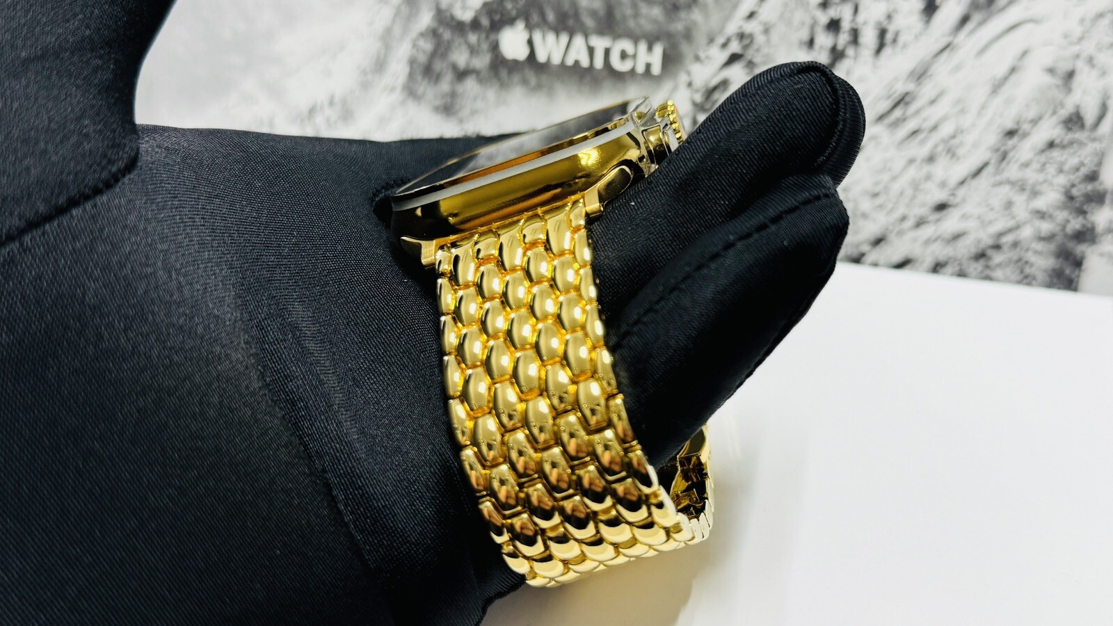 Custom Apple Watch ULTRA 3 49mm GOLD Anodized Titanium Gold Plated Links Band