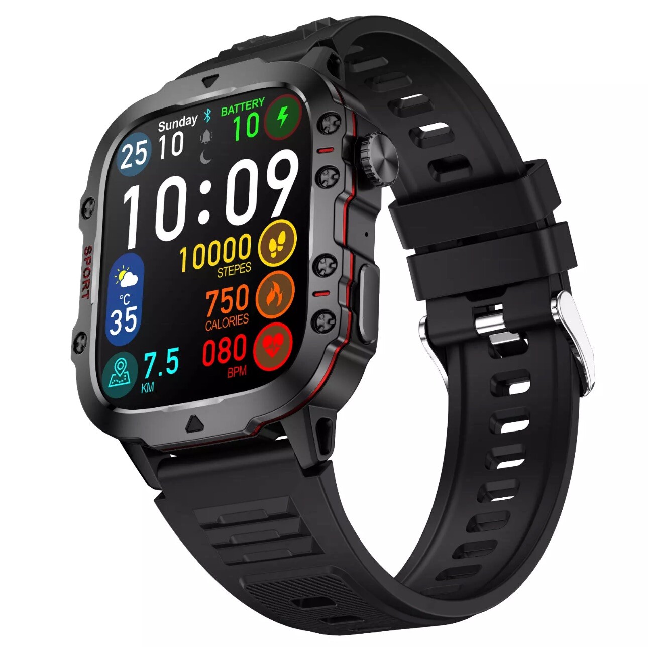 Smart Watch Military Tactical Sport Fitness Tracker for Motorola Moto G (2024)