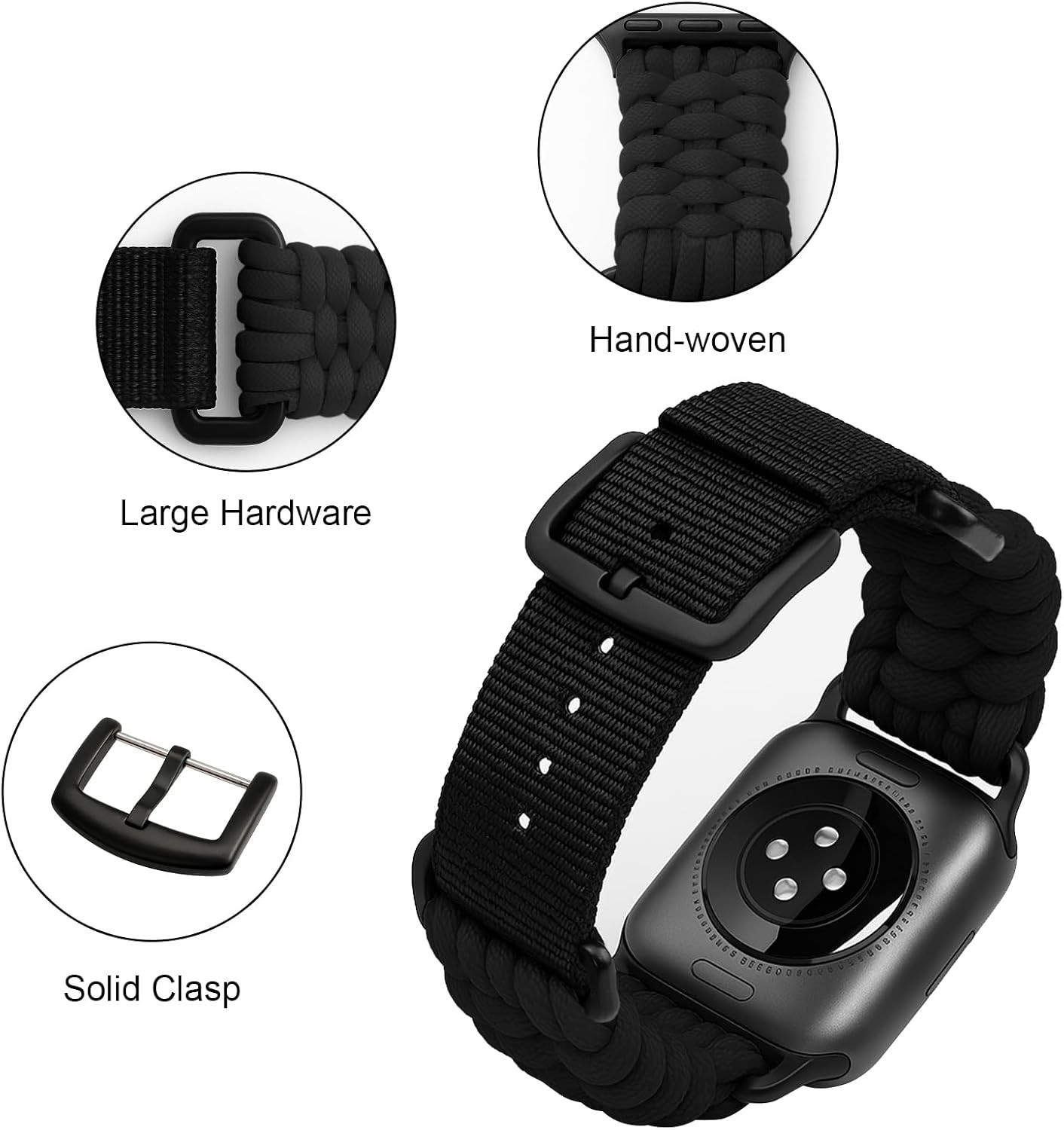 Breathable Nylon Paracord Band for Apple Watch 49mm 46mm 45mm 44mm 42mm Men Wome