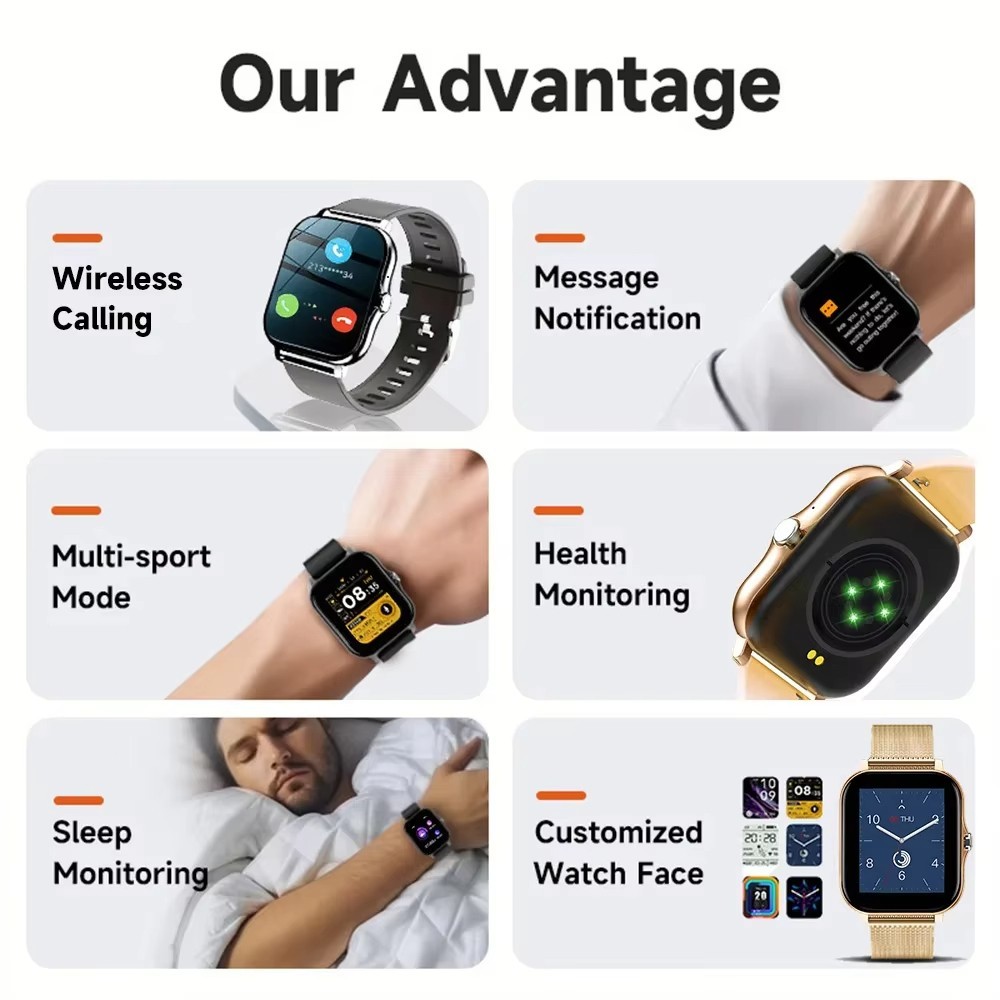 2026 Smart Watch Bluetooth Call Fitness Tracker Full Touch for Android iPhone